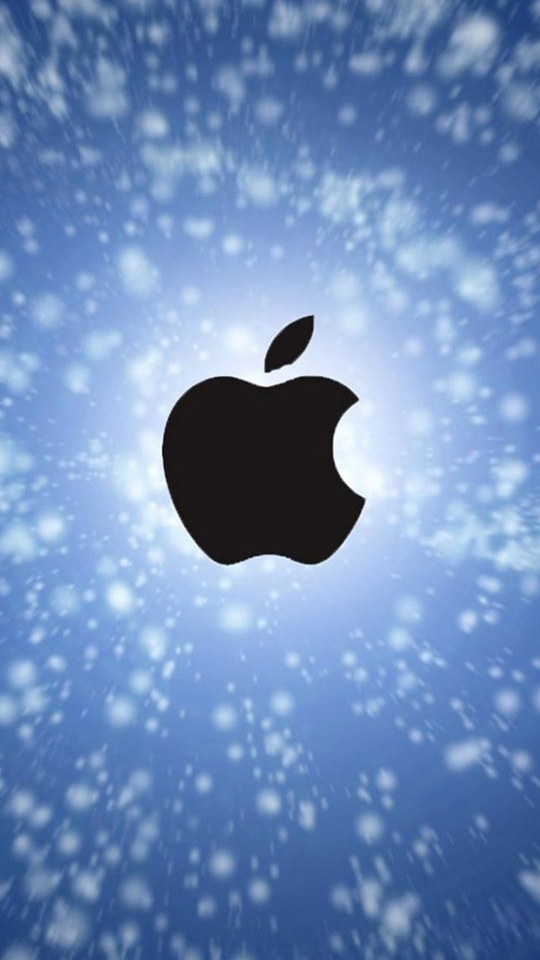 Logo Apple, Apple, Particelle luminose, Sfondo blu, Bokeh, wallpaper iPhone 6S