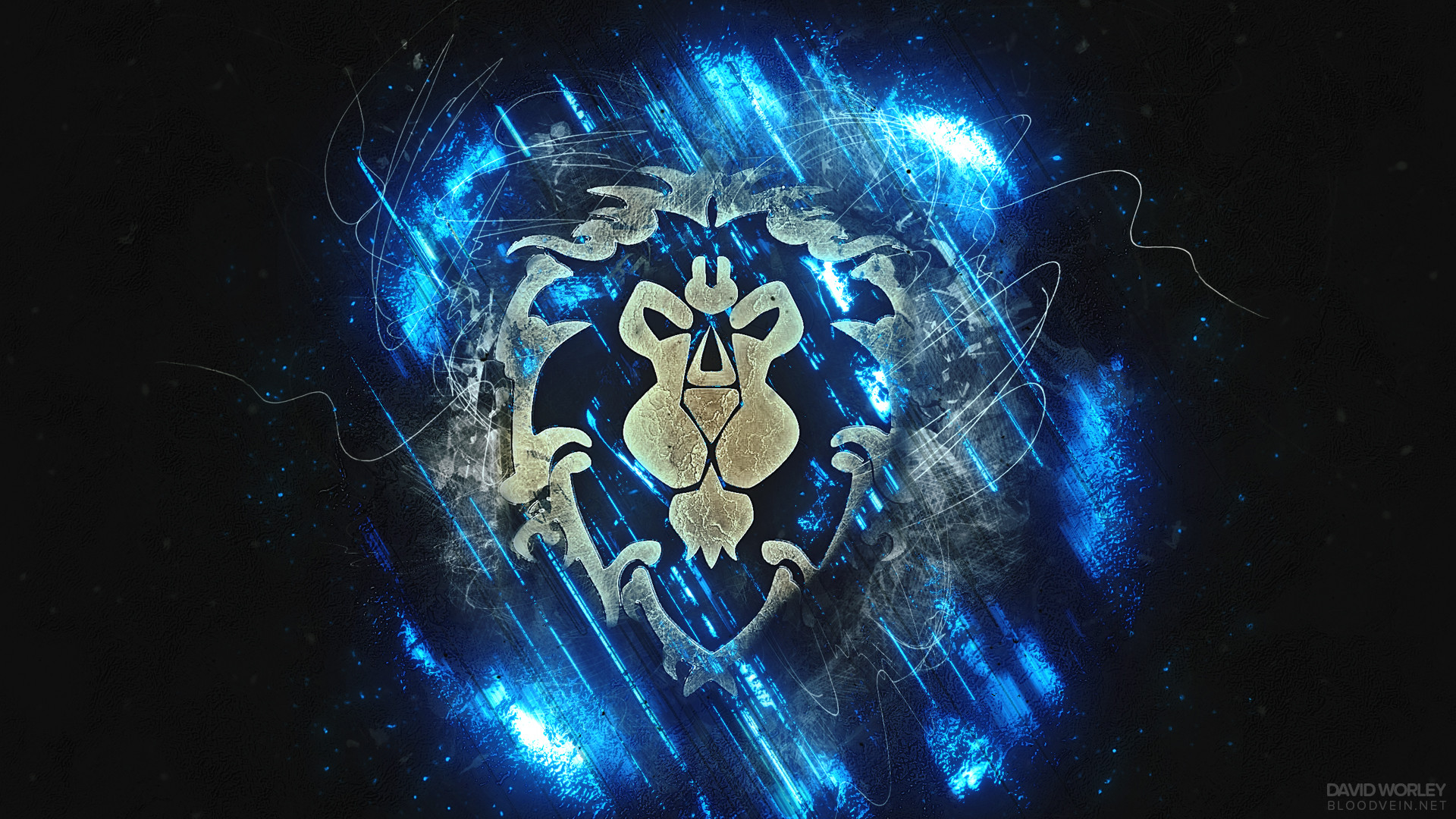 Stemma dell'Alleanza, World of Warcraft, Leone, Blu, Simbolo, 16:9 Full HD, wallpaper widescreen