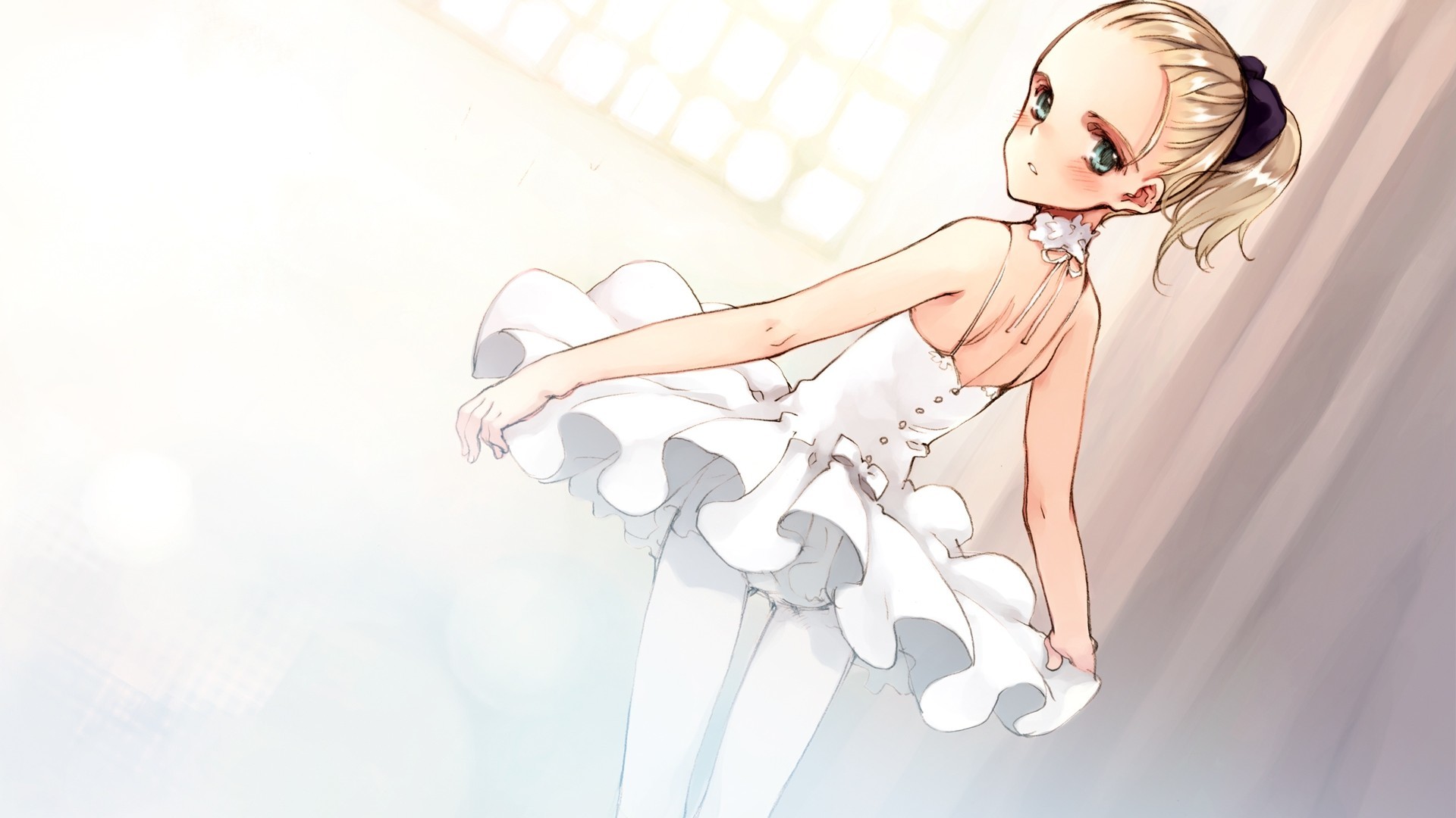 Ballerina anime, Tutù bianco, Anime, Toni chiari, Full HD, sfondo desktop