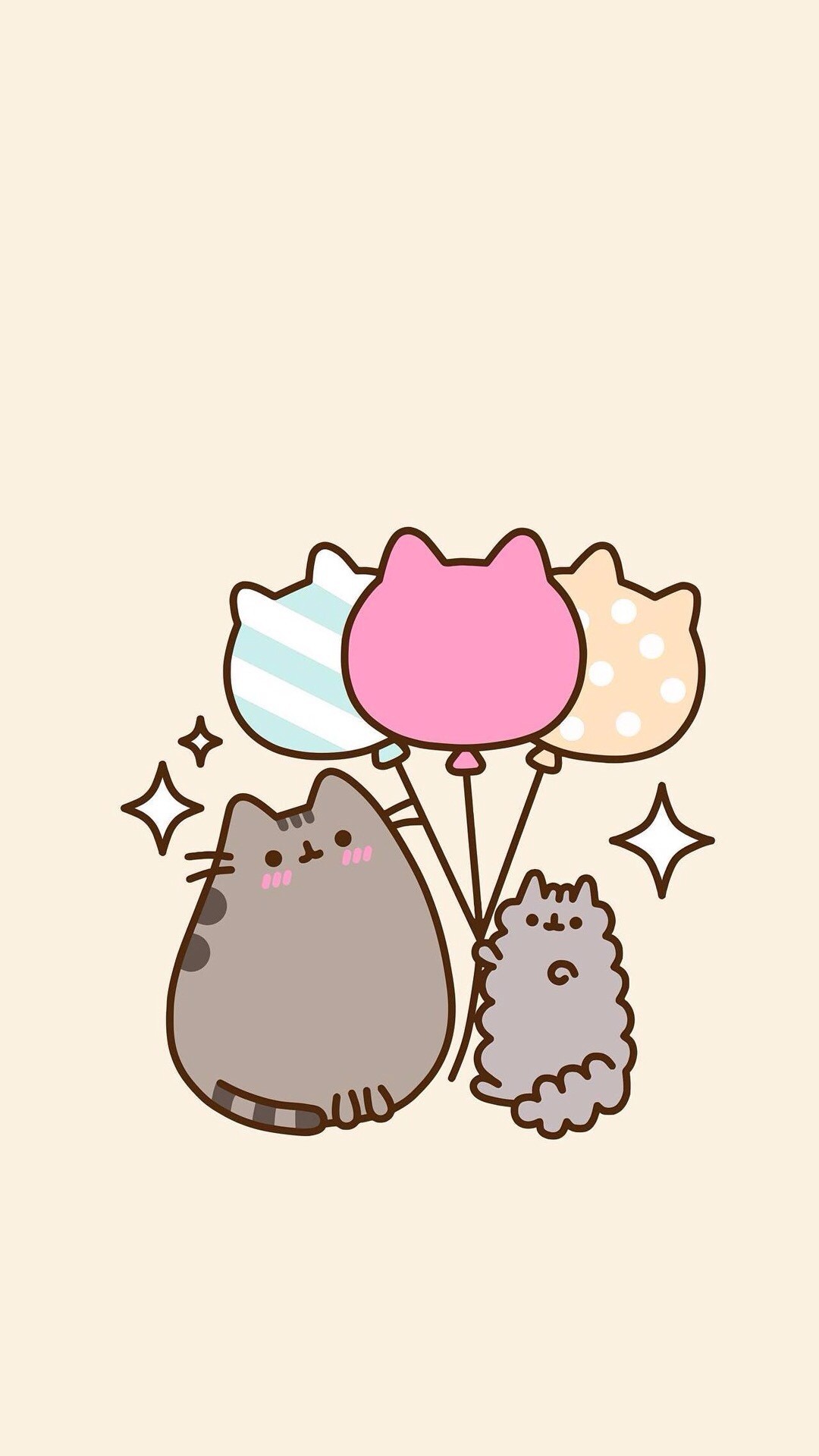 Pusheen, Stormy, Palloncini, Pastello, wallpaper per iPhone e Android