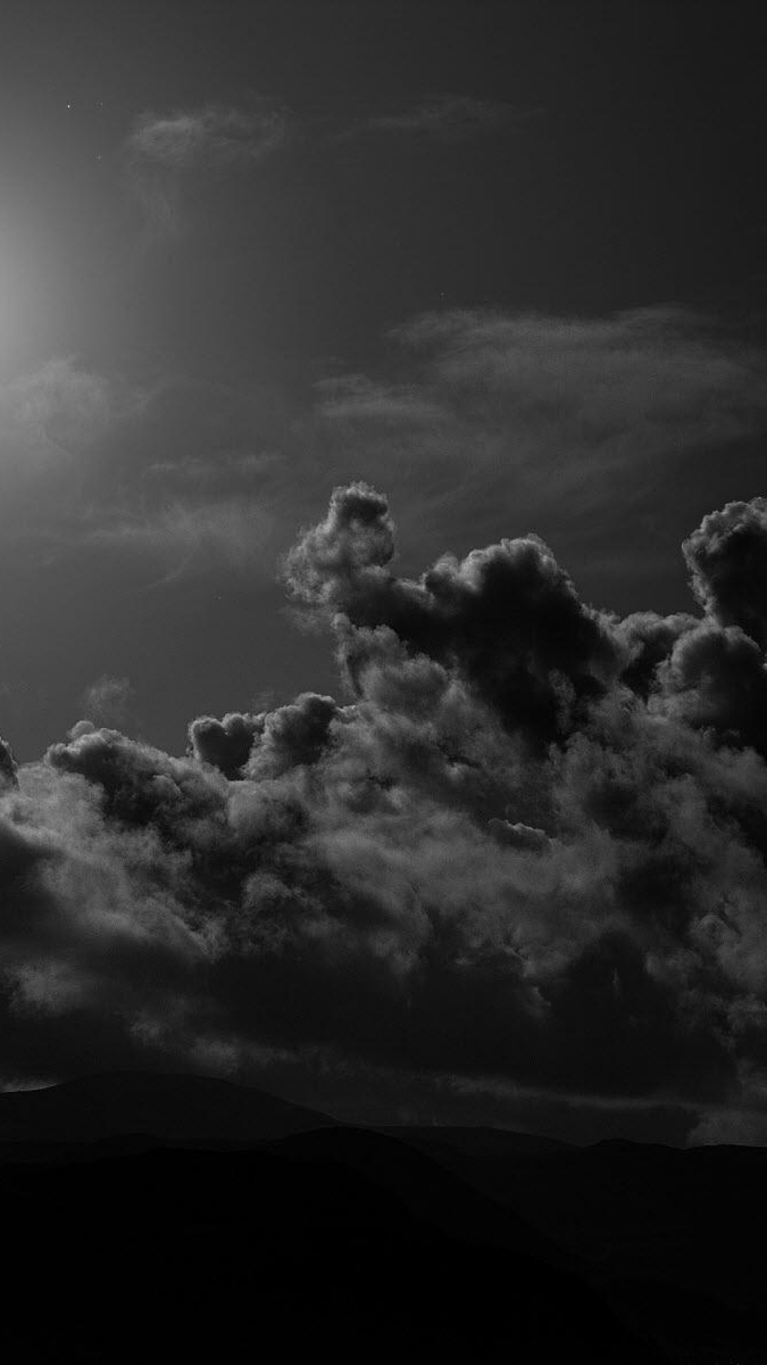 Nuvole, Bianco e nero, Notte, Full HD, schermata di blocco del cellulare