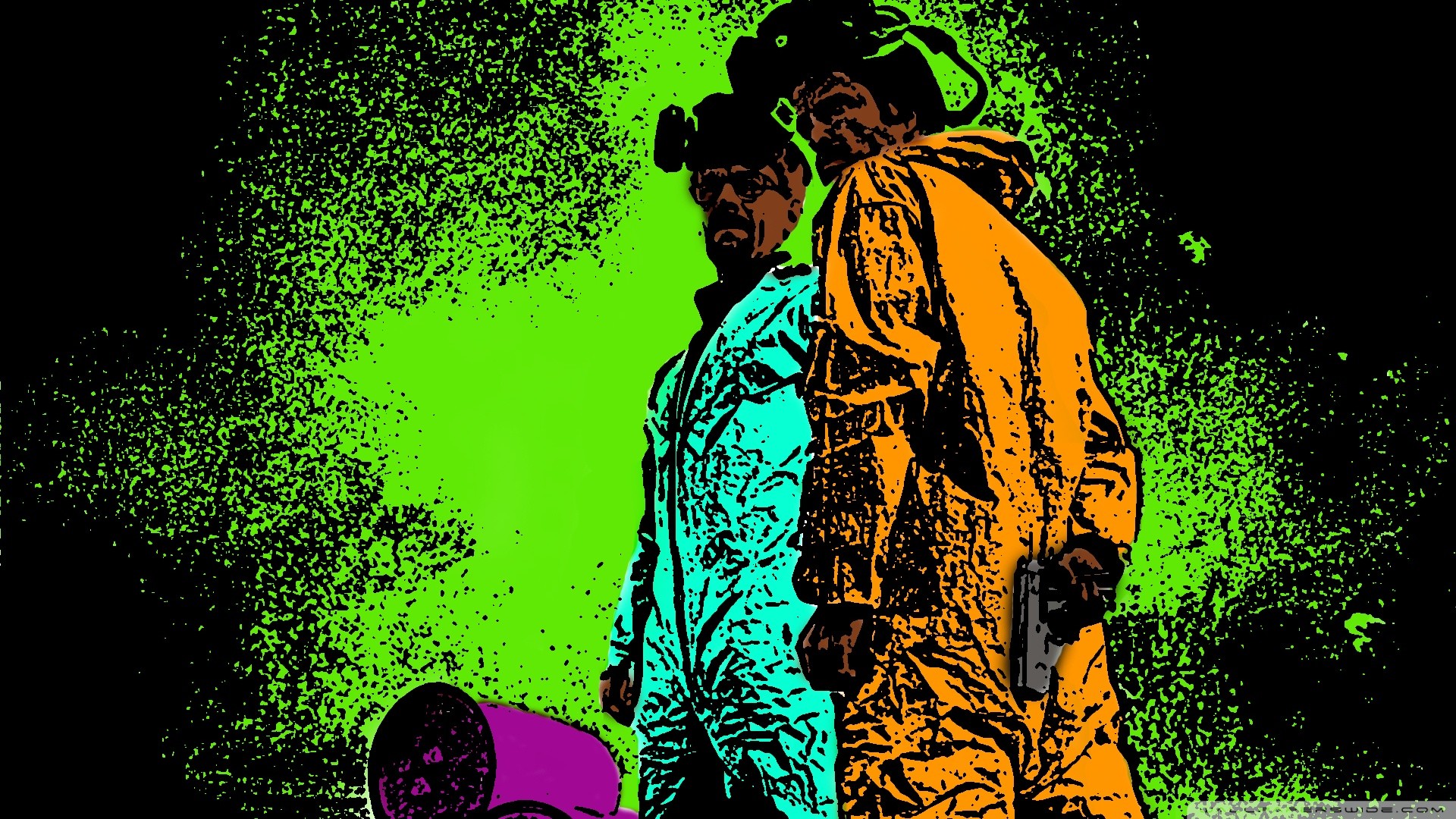 Walter White, Jesse Pinkman, Breaking Bad, Pop art, Verde neon, Full HD, sfondo Windows 11