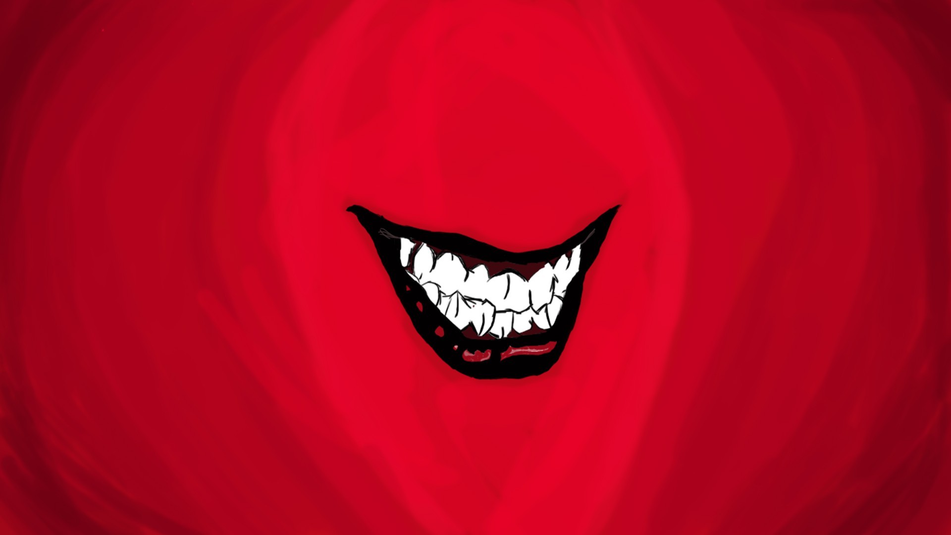 Joker, Sorriso, Sfondo rosso, Minimalista, 16:9 Full HD, wallpaper widescreen