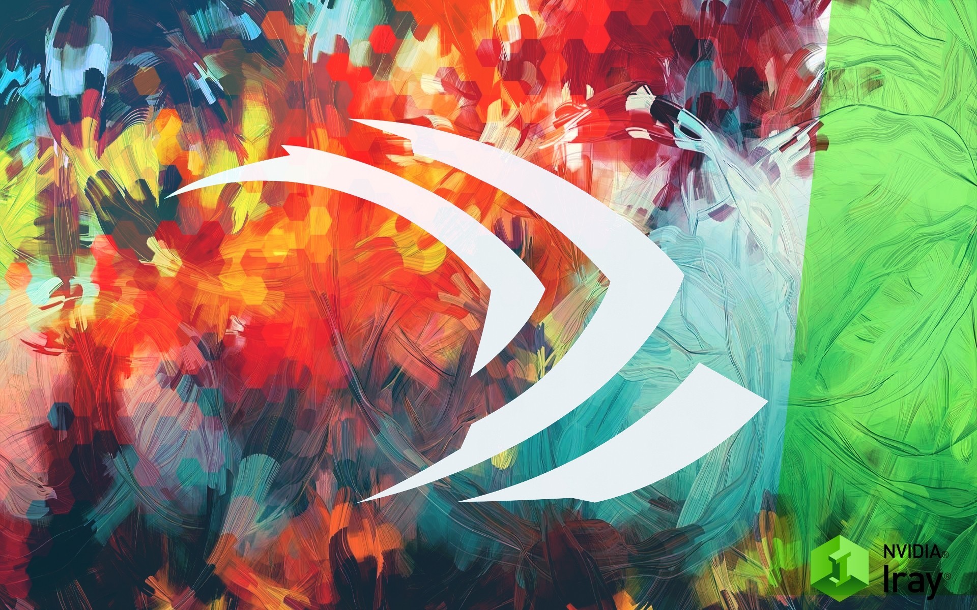 Nvidia, Logo Nvidia, Nvidia Iray, Pittura astratta, Colori vivaci, sfondo Full HD per PC