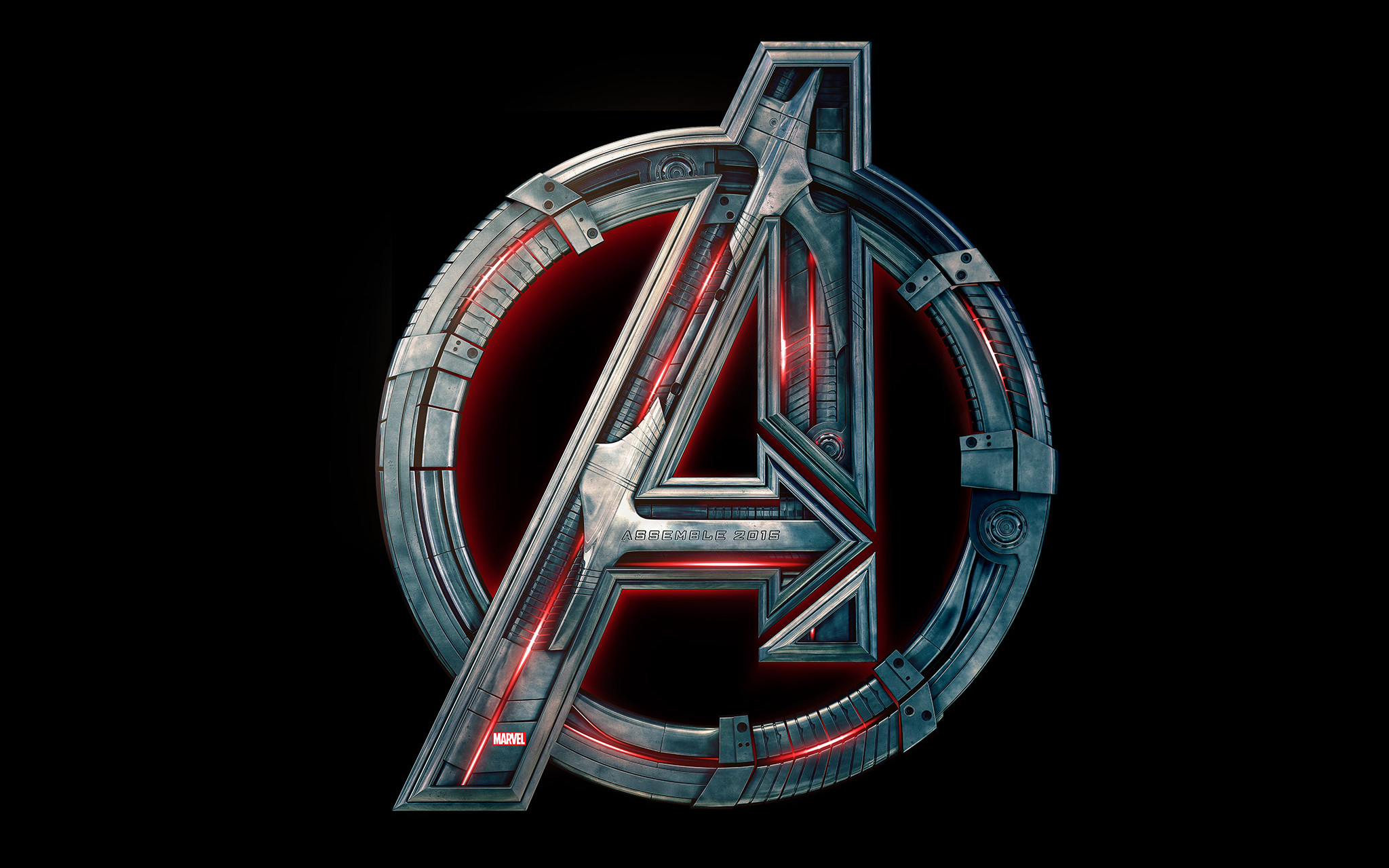 Logo Avengers, Avengers: Age of Ultron, Metallo, Sfondo nero, Full HD, wallpaper per computer