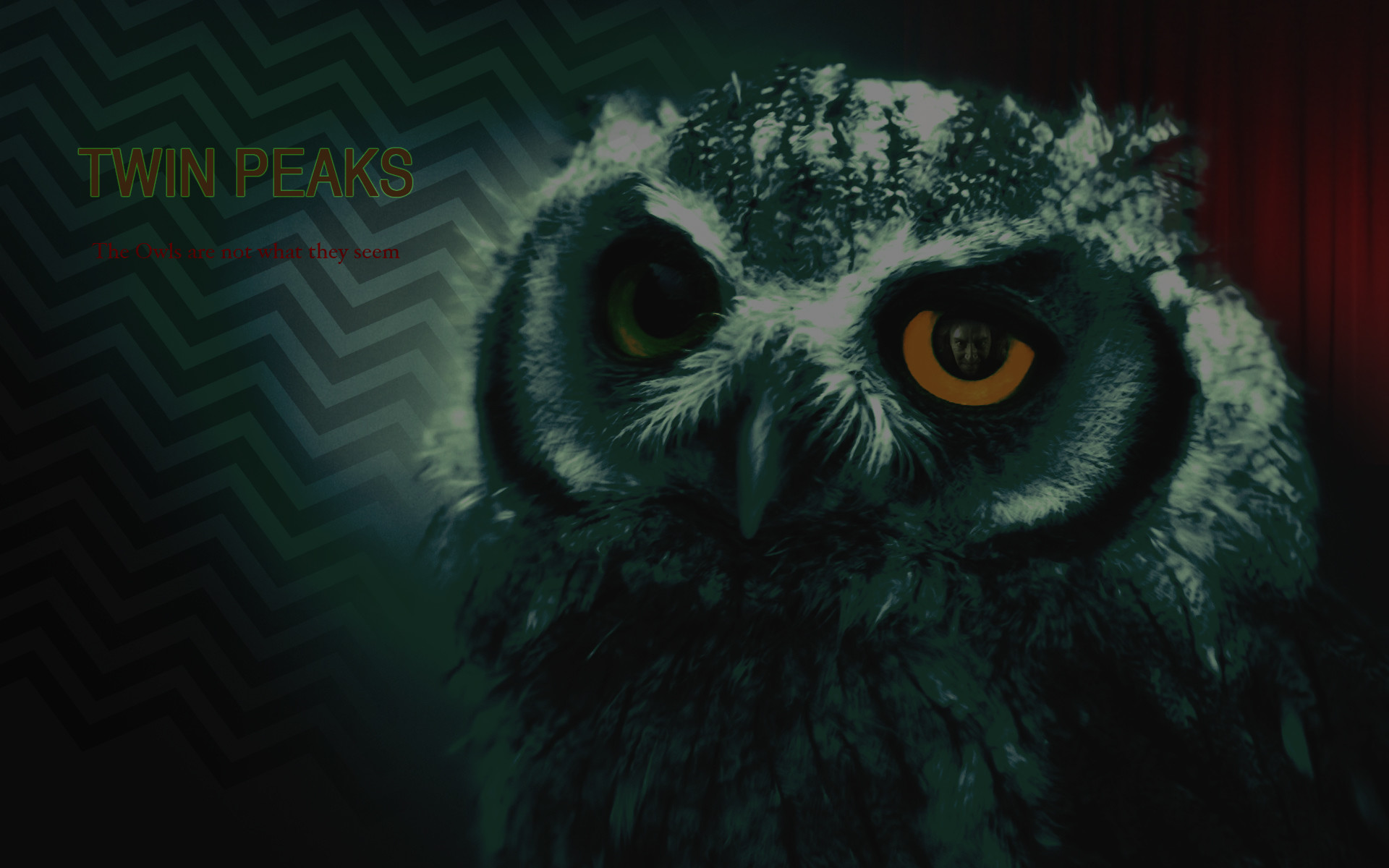 Twin Peaks, Gufo, Motivo a zigzag, Verde scuro, 16:10 Full HD, sfondo widescreen