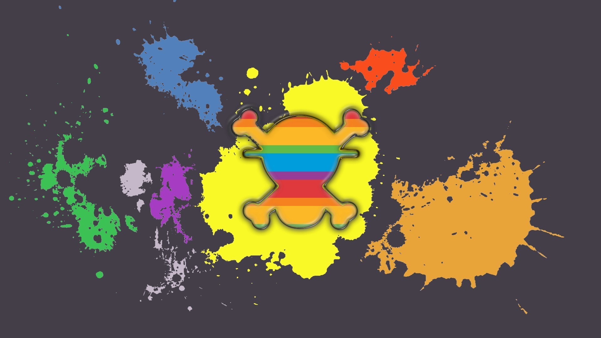 Jolly Roger di Cappello di paglia, One Piece, Schizzi di colore, Arcobaleno, sfondo per PC