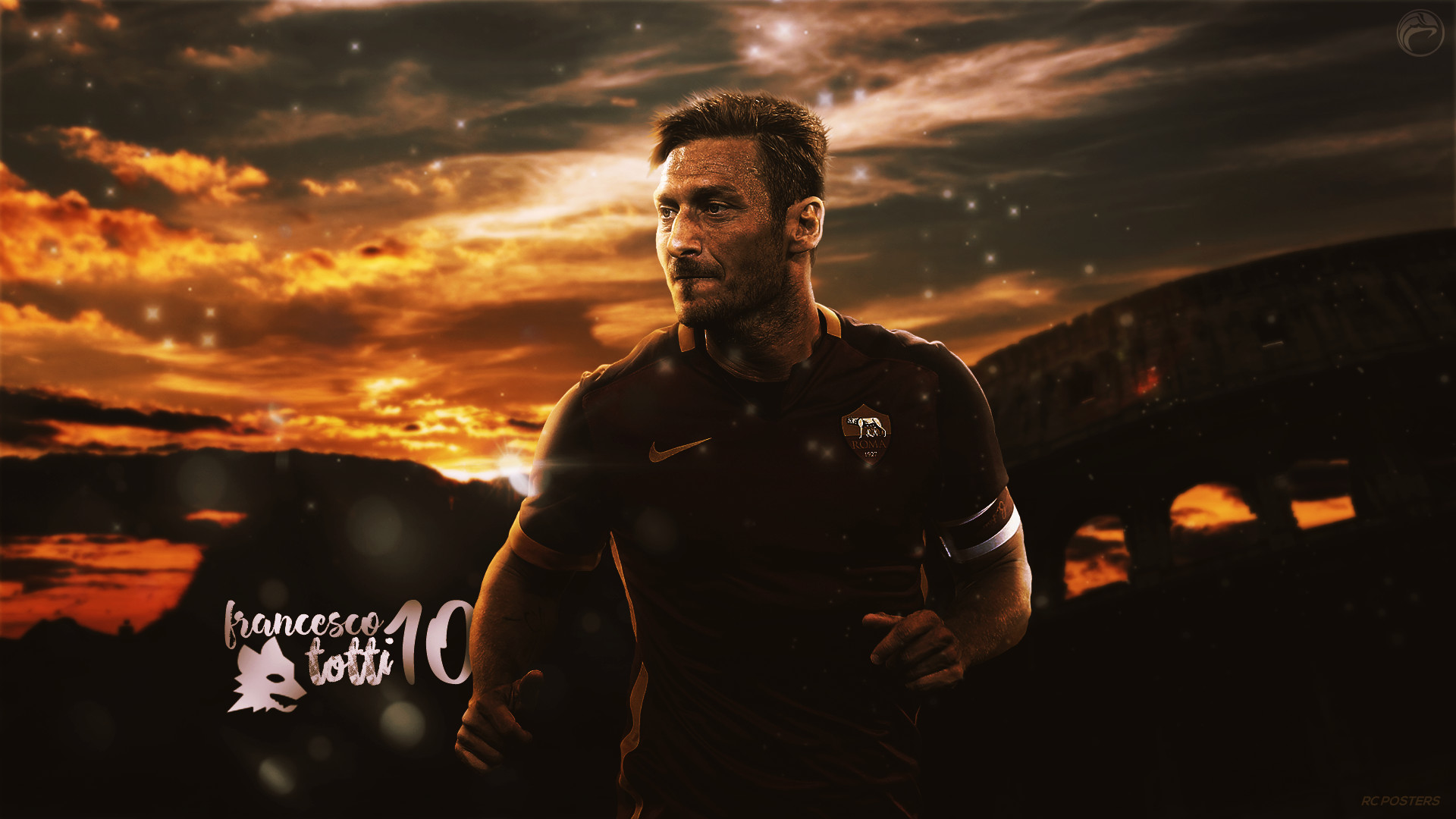 Francesco Totti, AS Roma, Tramonto, Silhouette, Full HD, sfondo desktop