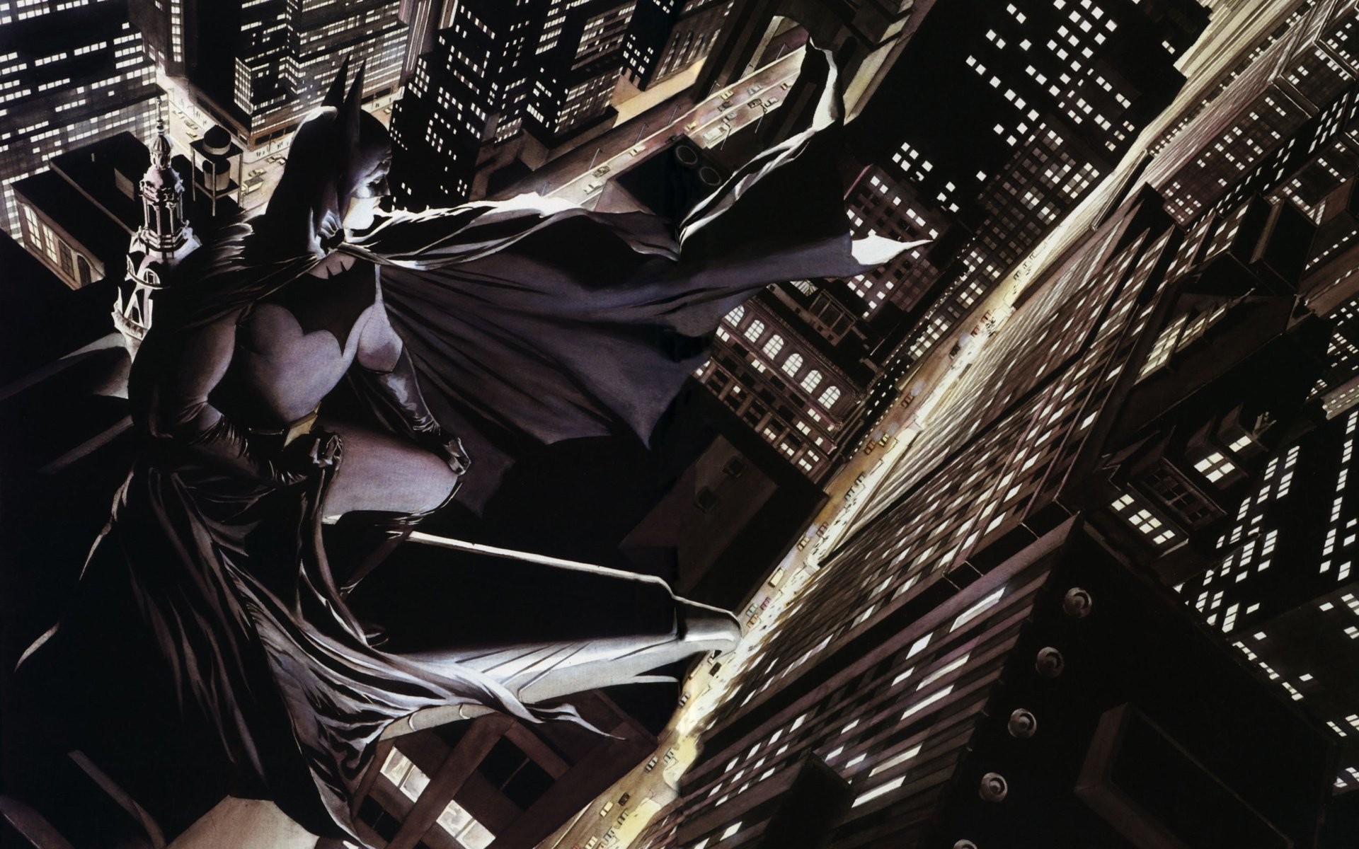 Batman, Fumetto, Grattacieli, Vista dall'alto, 1920x1200, wallpaper desktop