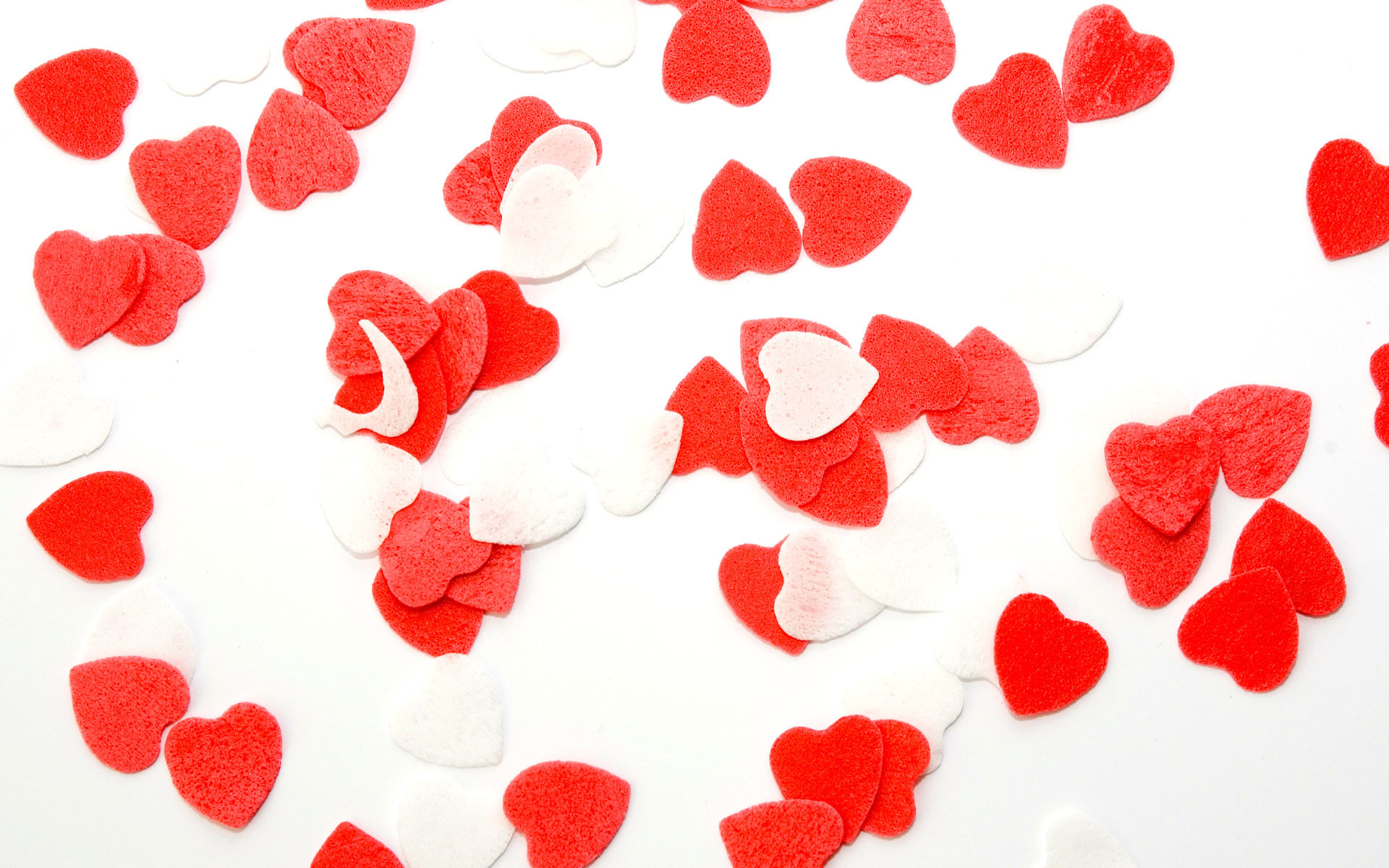 Cuori di feltro, Rosso e bianco, Sfondo bianco, Full HD, wallpaper desktop
