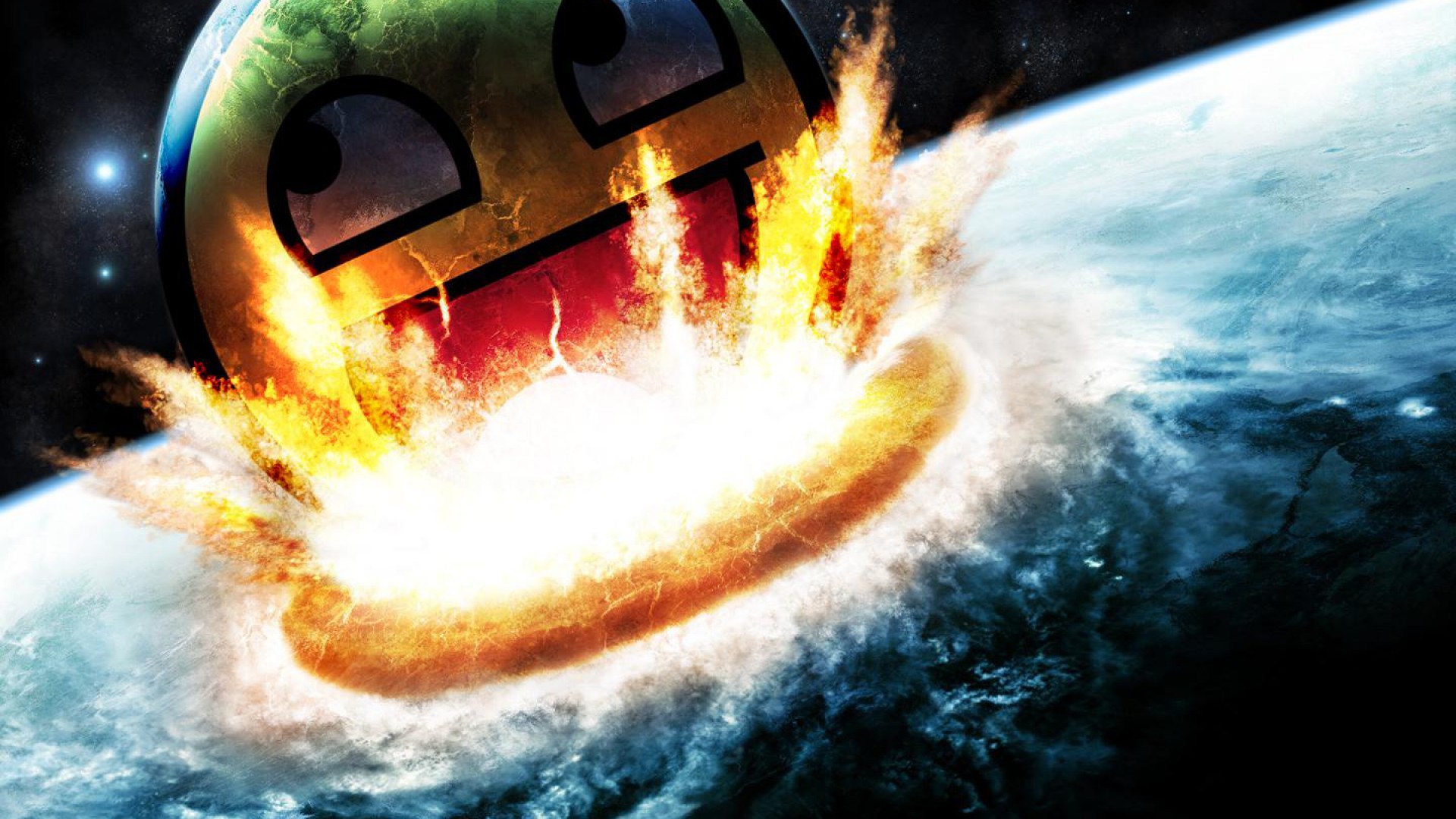 Awesome Face, Meme, Terra, Esplosione, 16:9 Full HD, wallpaper widescreen