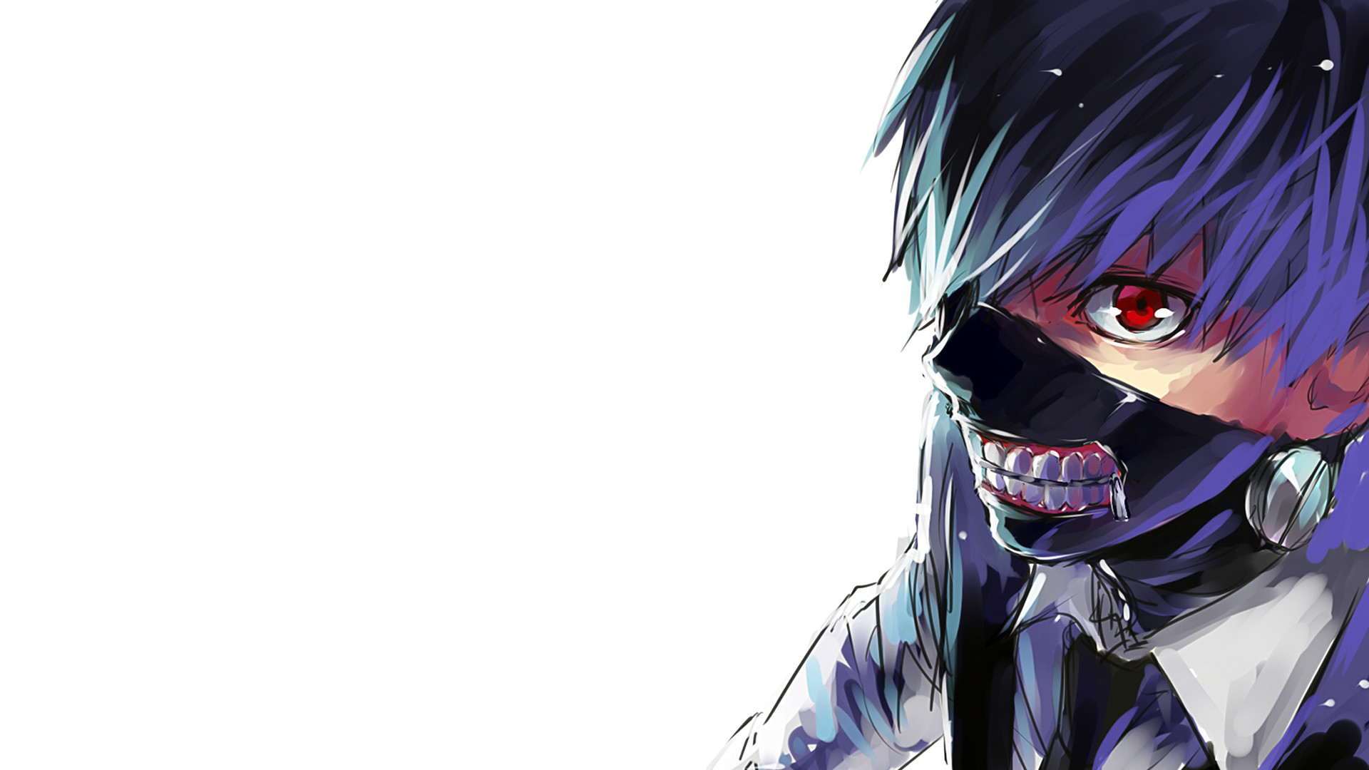 Ken Kaneki, Tokyo Ghoul, Maschera, Occhio rosso, Full HD, sfondo per PC e portatile