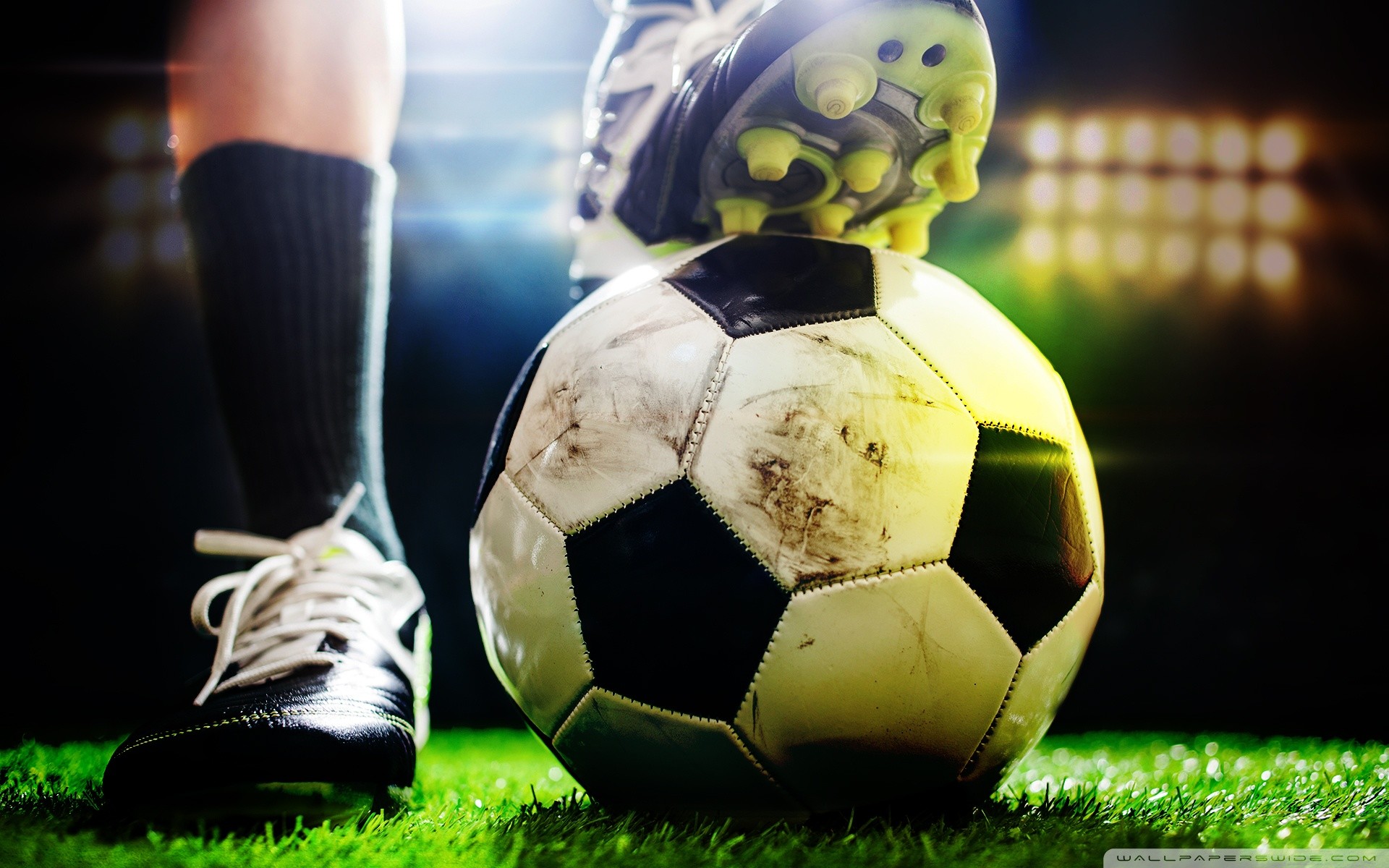 Pallone, Scarpe da calcio, Primo piano, Stadio, Full HD, sfondo Windows 11