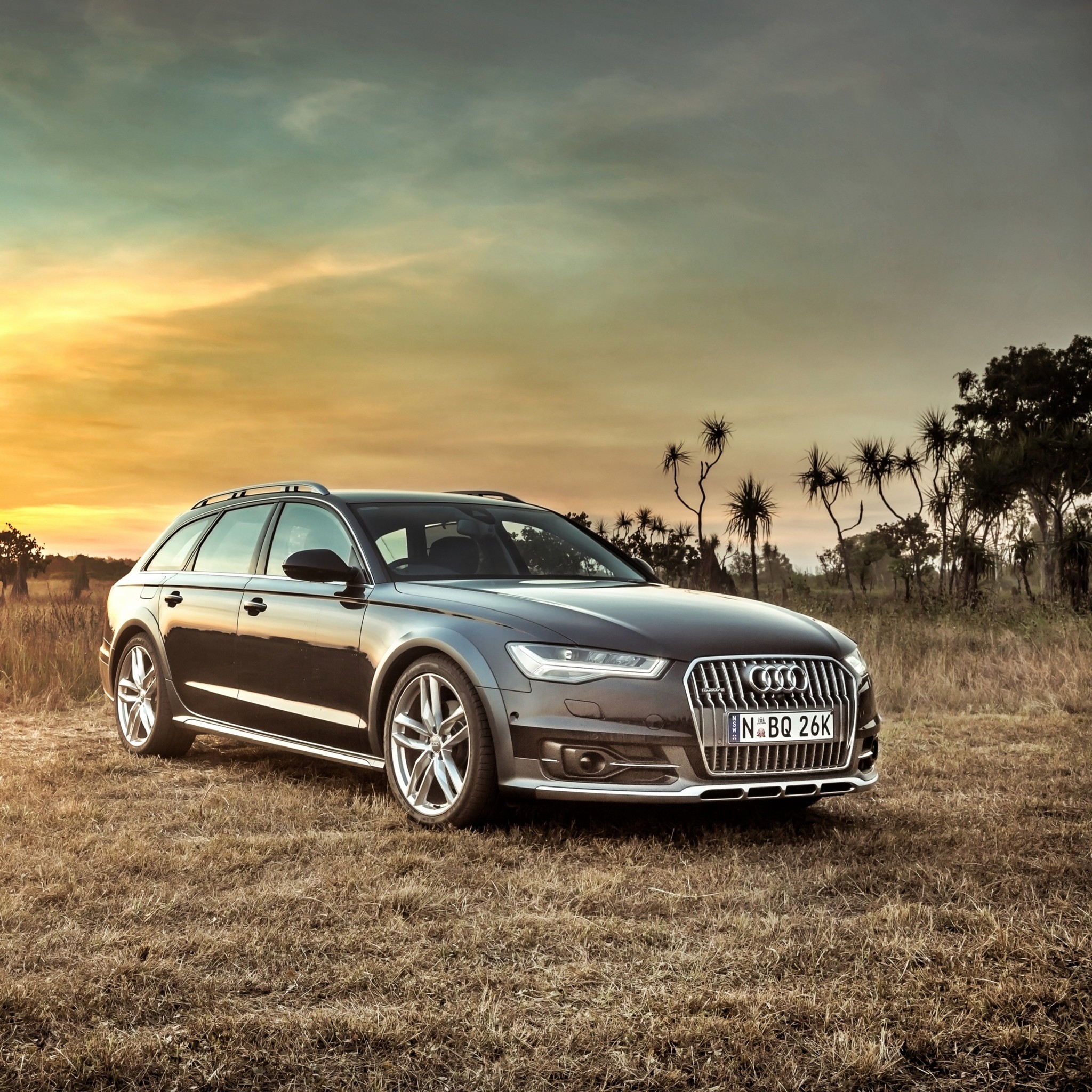 Audi A6 Allroad Quattro (C7), Audi, Campo, Tramonto, Full HD, wallpaper per tablet