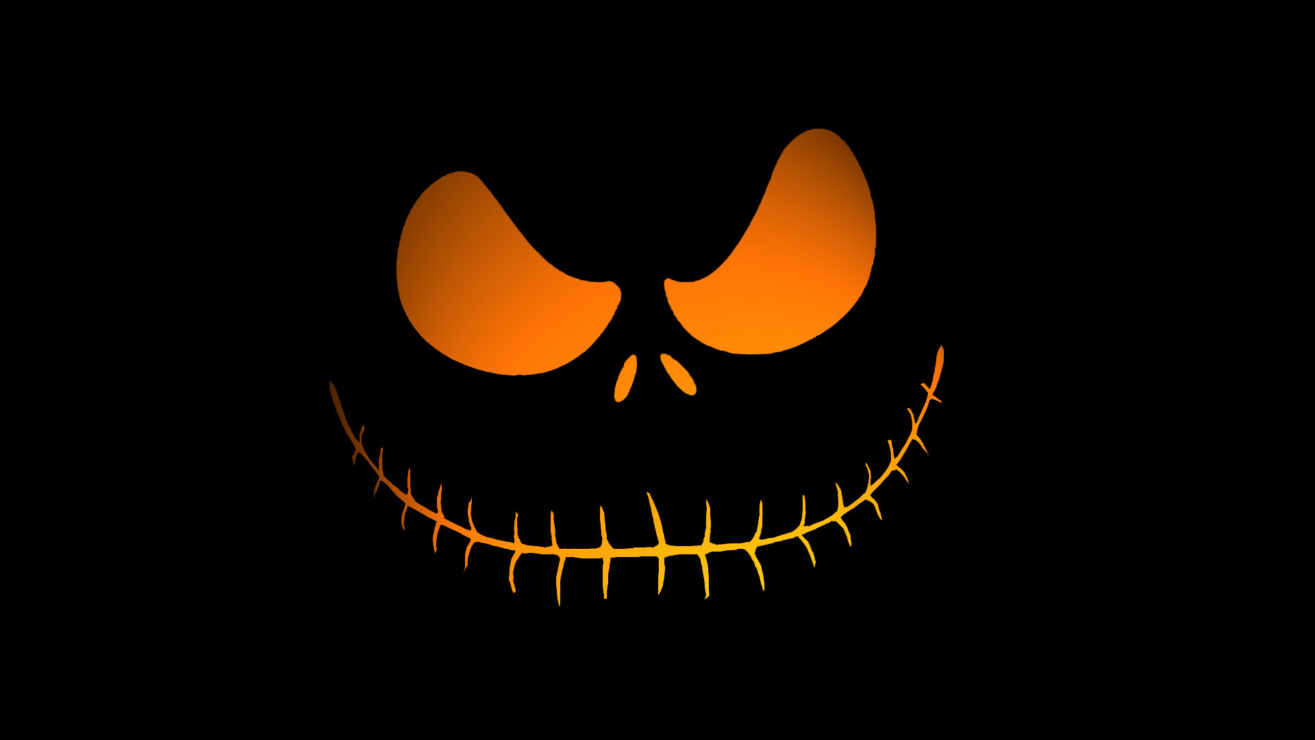 Jack Skeletron, Volto, Arancione, Sfondo nero, Minimalismo, Full HD, wallpaper per PC