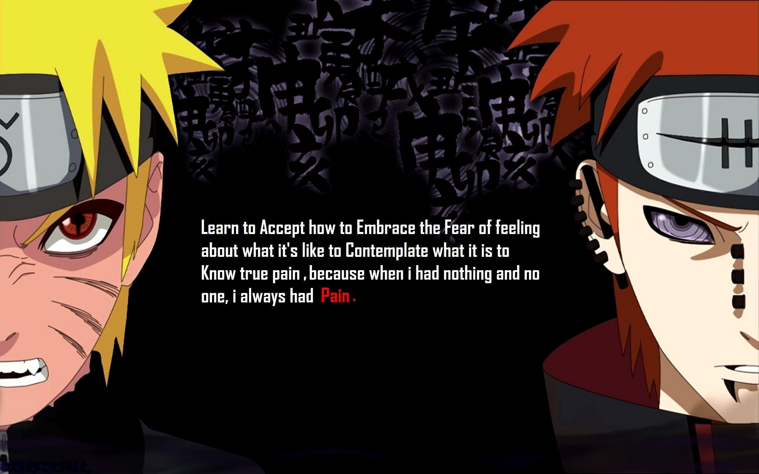 Naruto Uzumaki, Pain, Naruto Shippuden, Citazione, 2K, sfondo Windows 11