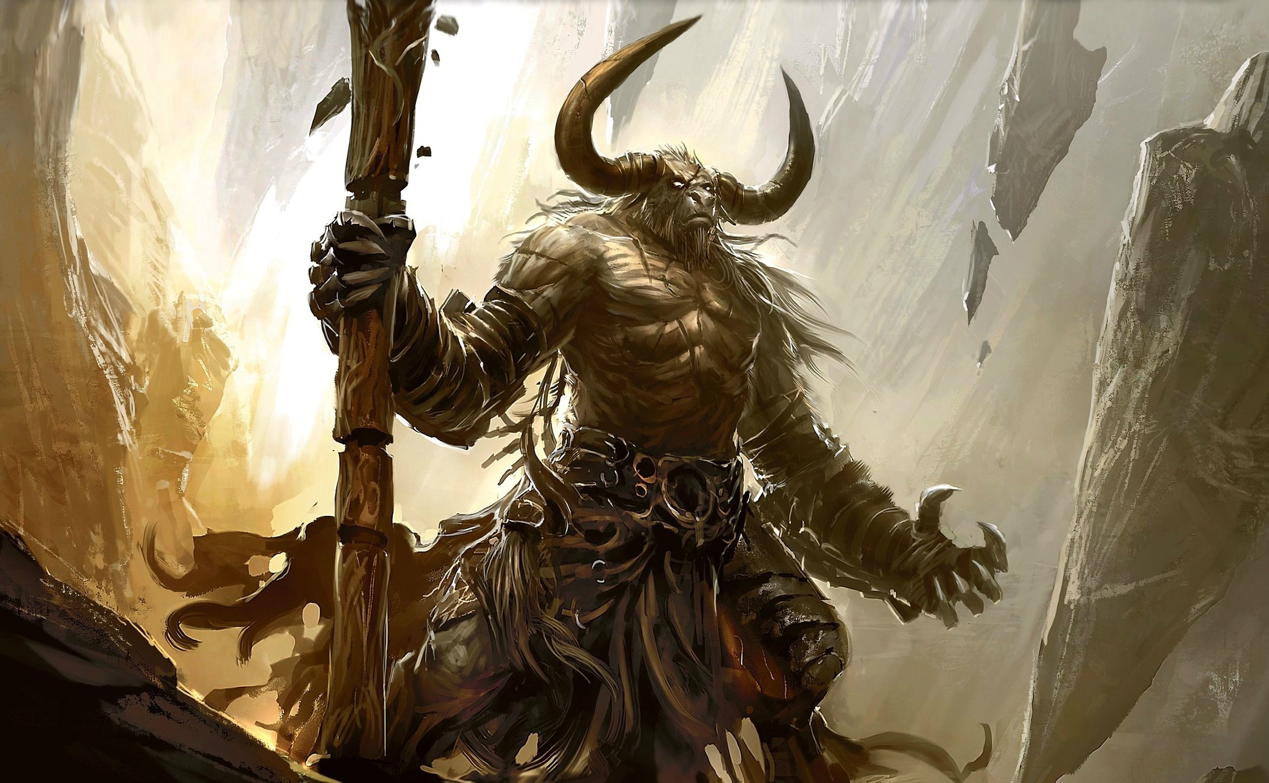Magic: The Gathering, Minotauro, Bastone, Fantasy, Full HD, sfondo Windows 11