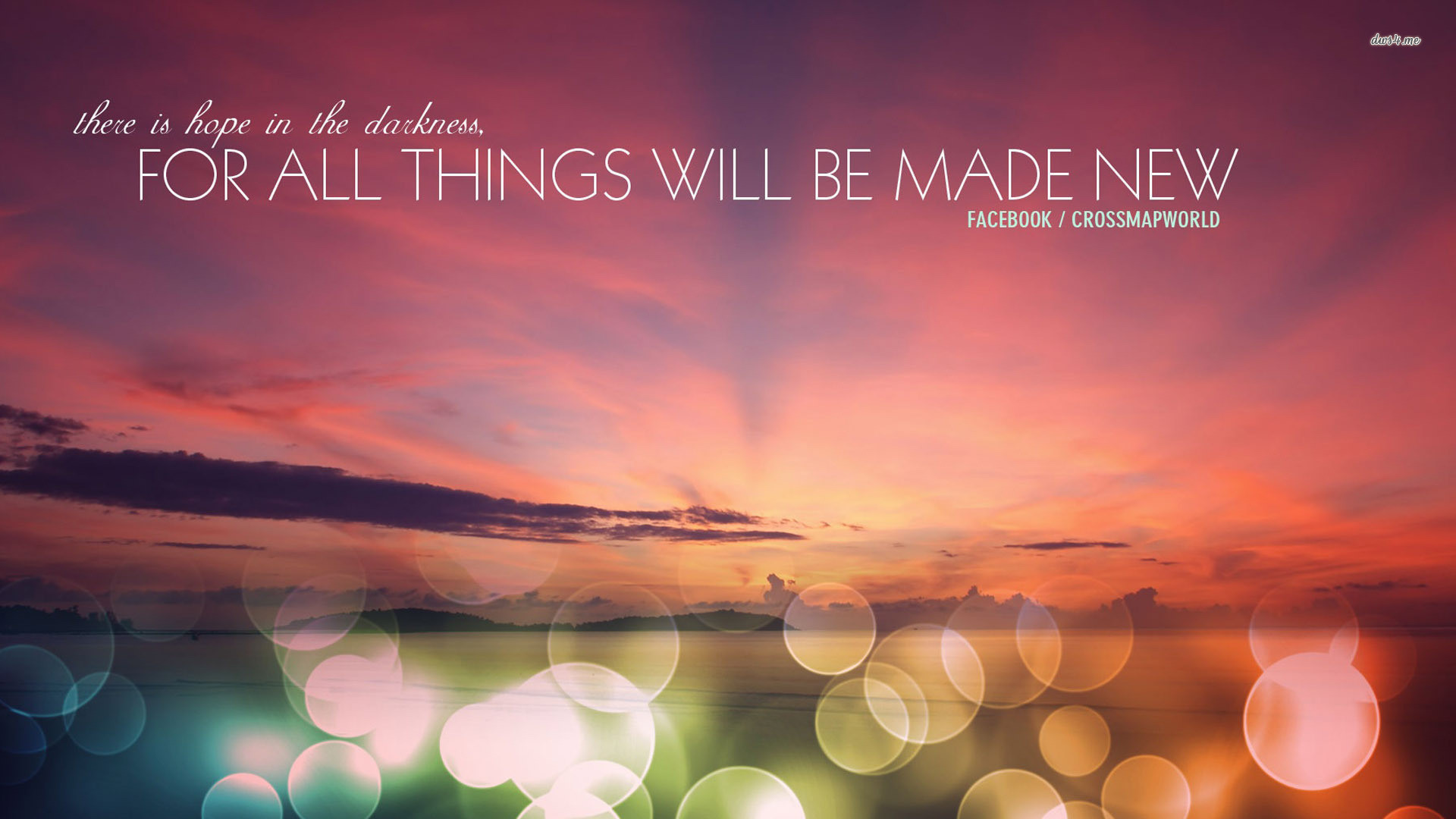 Citazione, Tramonto, Bokeh, For All Things Will Be Made New, 16:9 Full HD, wallpaper widescreen
