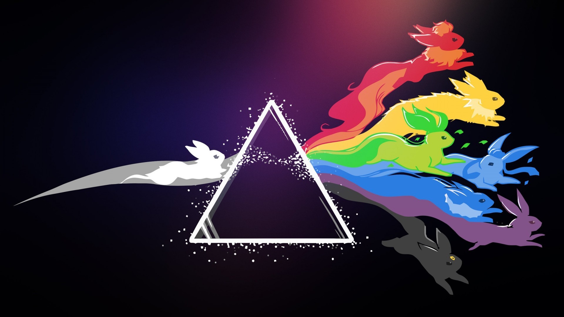 Eevee, Eeveelution, Pokémon, The Dark Side of the Moon, Prisma, Full HD, sfondo Windows 11