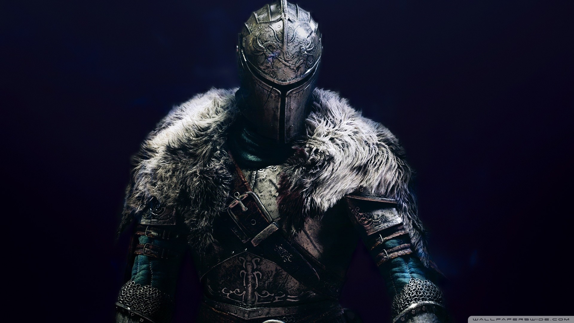 Dark Souls II, Cavaliere, Elmo, Pelliccia, 16:9 Full HD, sfondo widescreen