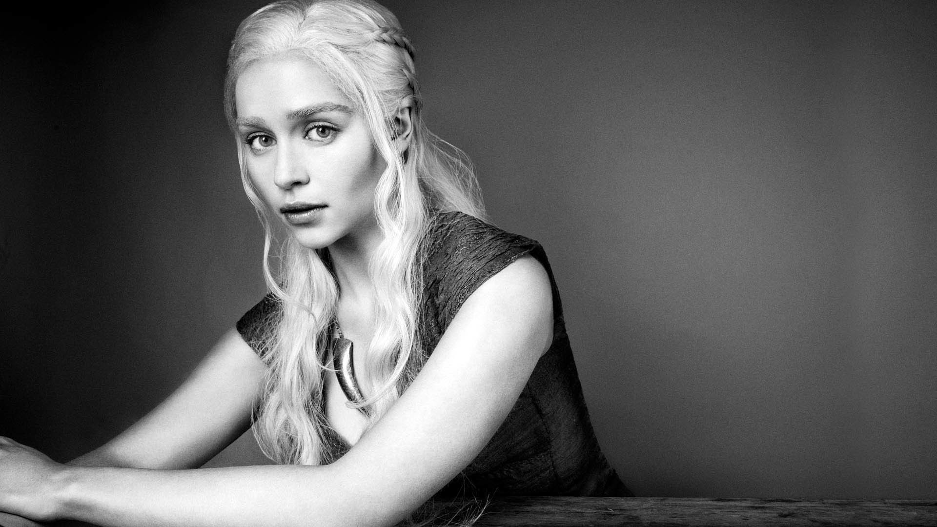 Il Trono di Spade, Daenerys Targaryen, Emilia Clarke, Bianco e nero, Ritratto, sfondo Full HD
