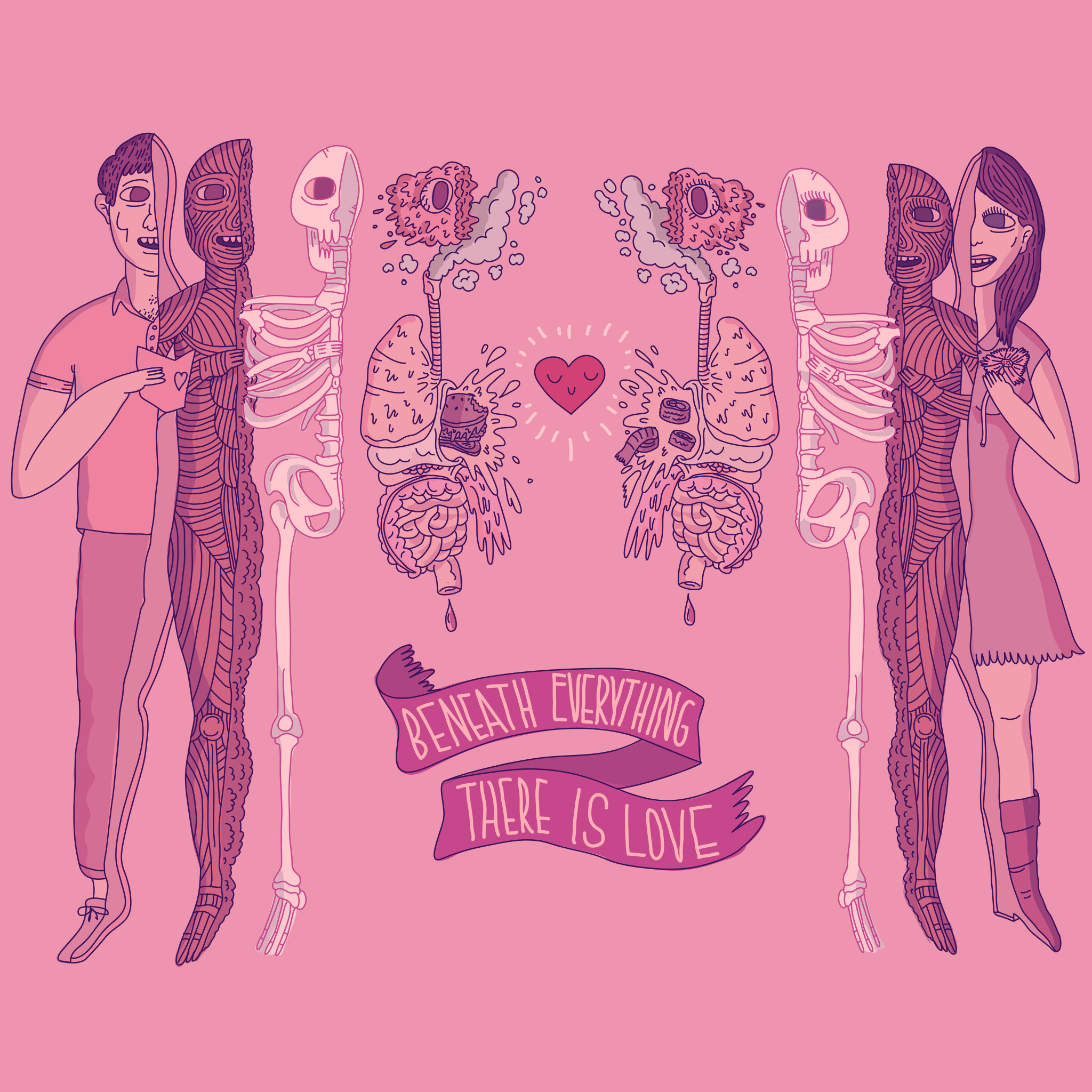 Anatomia, Cuore, Illustrazione, Rosa, Full HD, sfondo per iPad e tablet