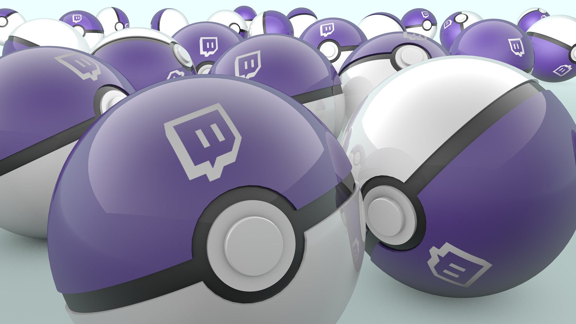 Poké Ball, Logo di Twitch, Pokémon, Viola, 3D, Full HD, sfondo per PC