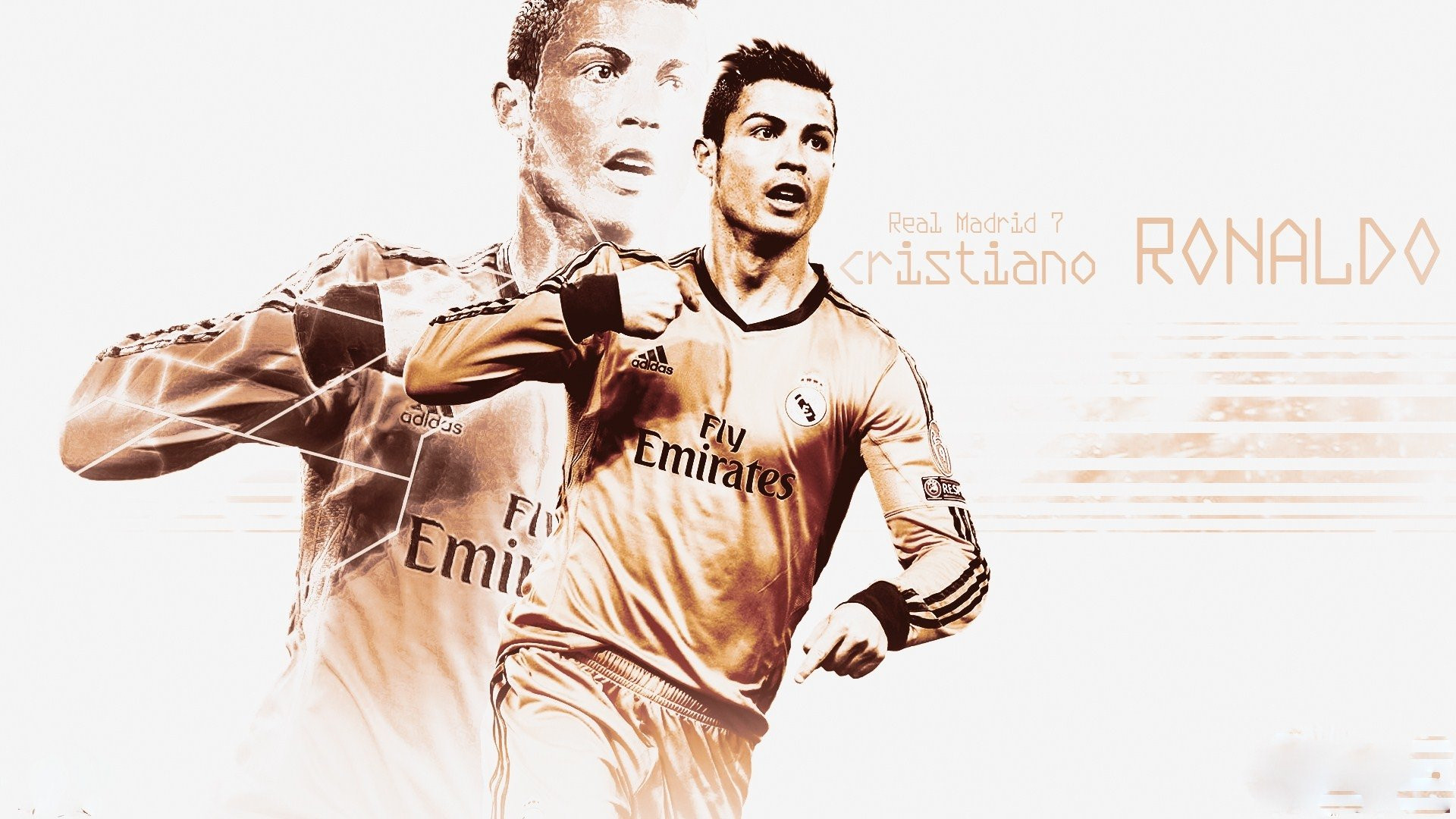 Cristiano Ronaldo, Real Madrid, Esultanza, Seppia, 1920x1080, sfondo per PC