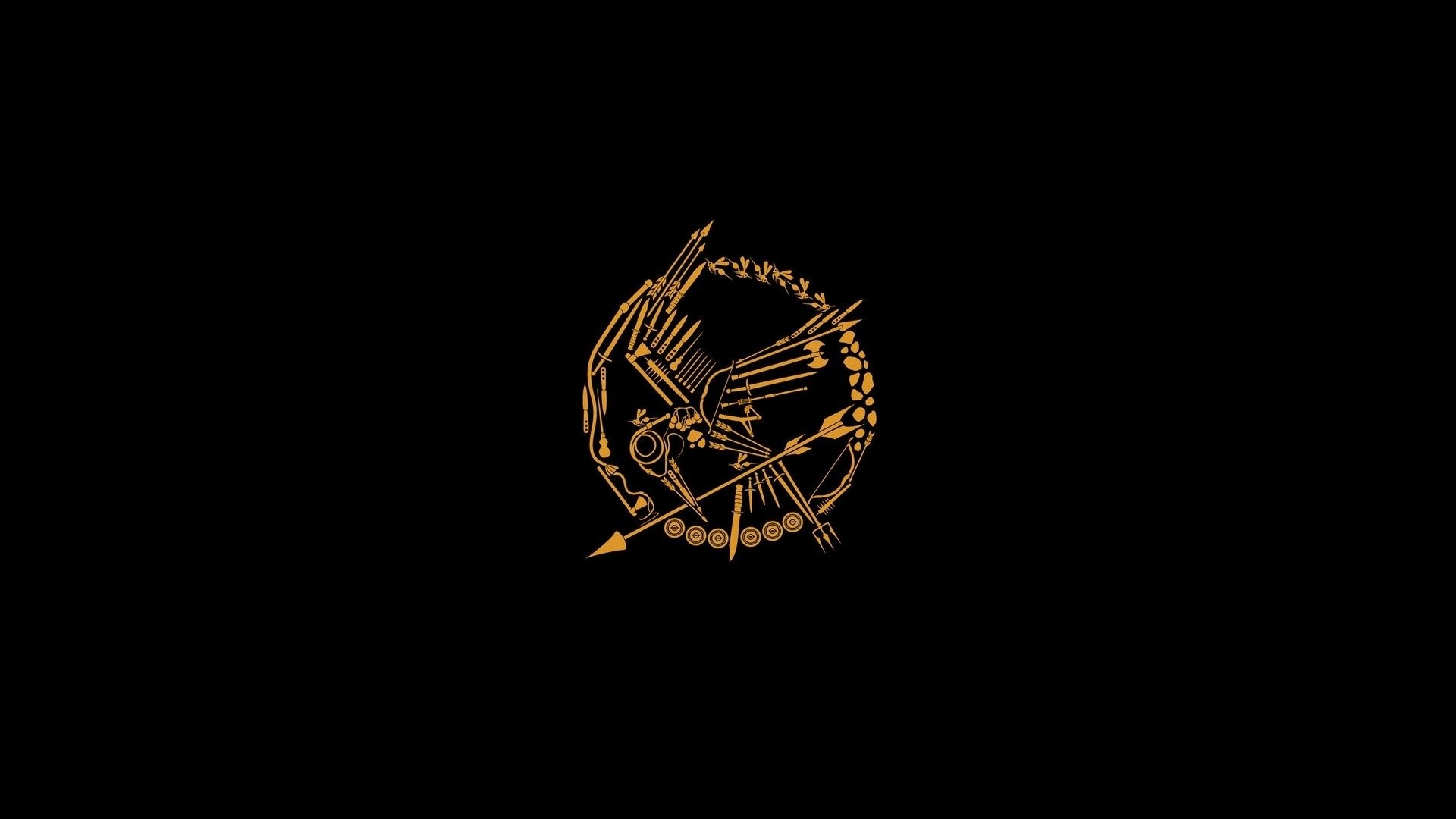 Hunger Games, Ghiandaia imitatrice, Logo, Sfondo nero, 1920x1080, wallpaper desktop