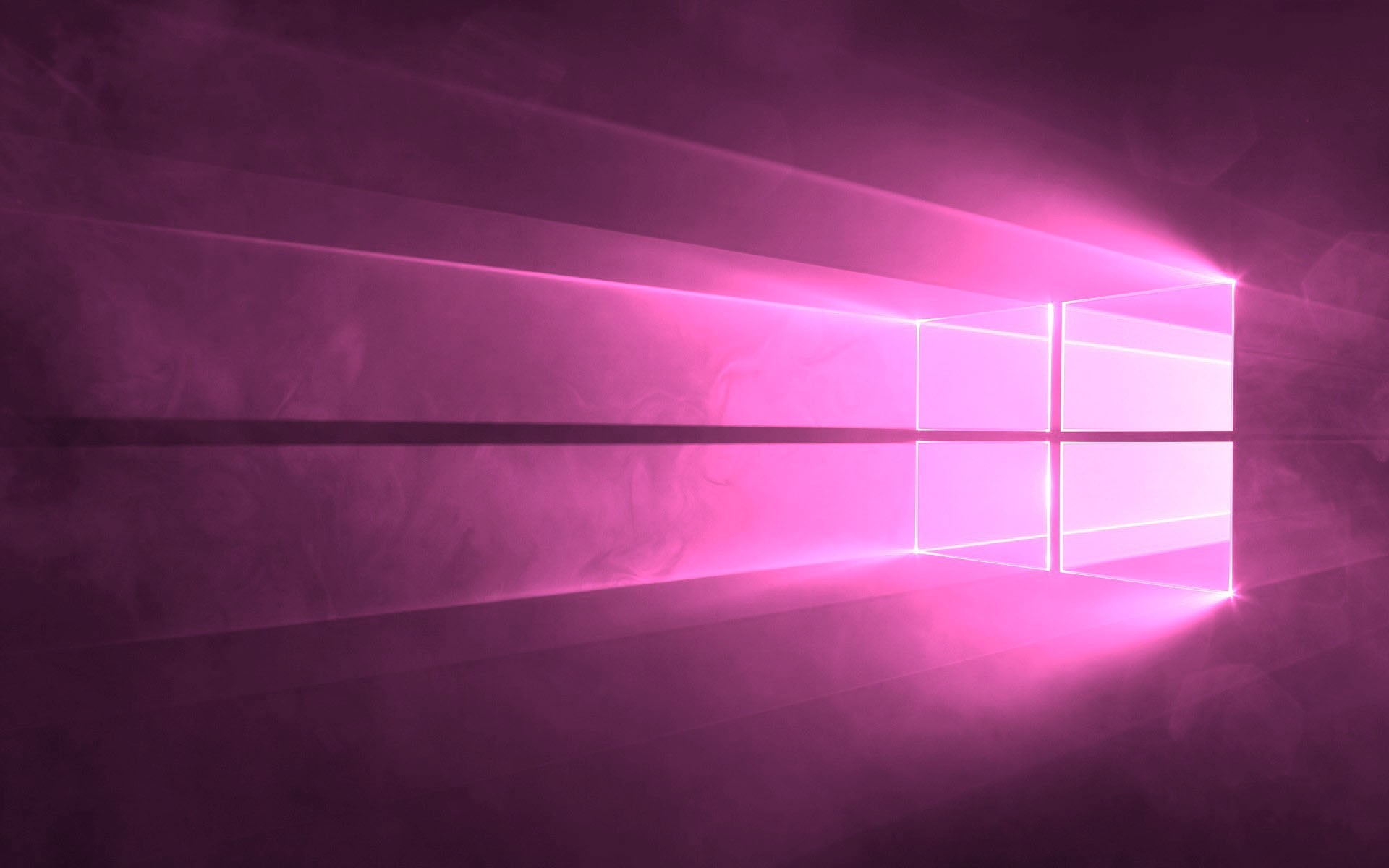 Windows 10, Logo Windows, Rosa, Raggi di luce, Full HD, sfondo per PC