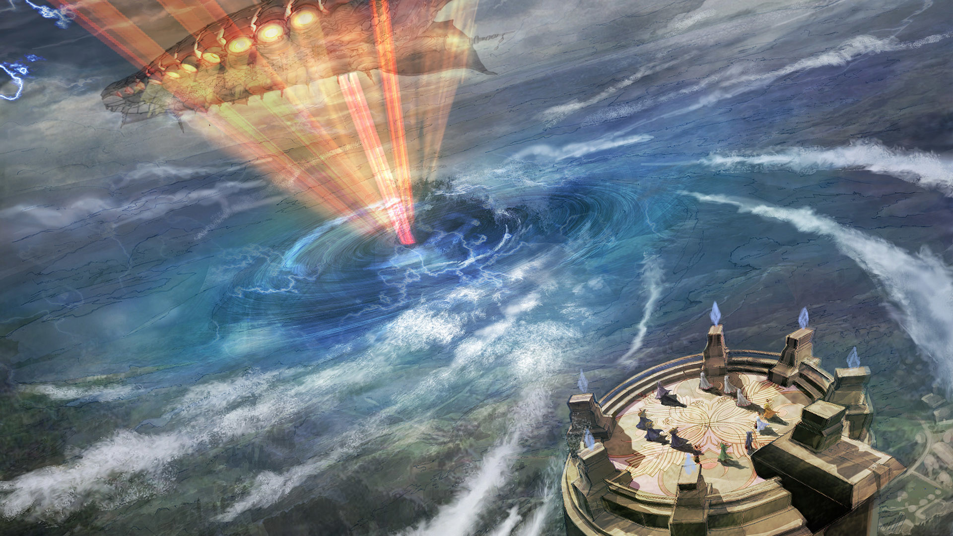 Final Fantasy X, Sin, Aeronave, Mare in tempesta, 1920x1080, immagine di sfondo