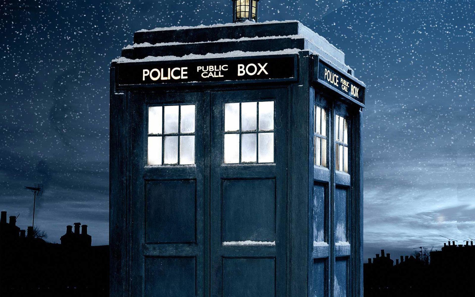 TARDIS, Doctor Who, Police Box, Notte, Neve, 16:10 Full HD, sfondo widescreen