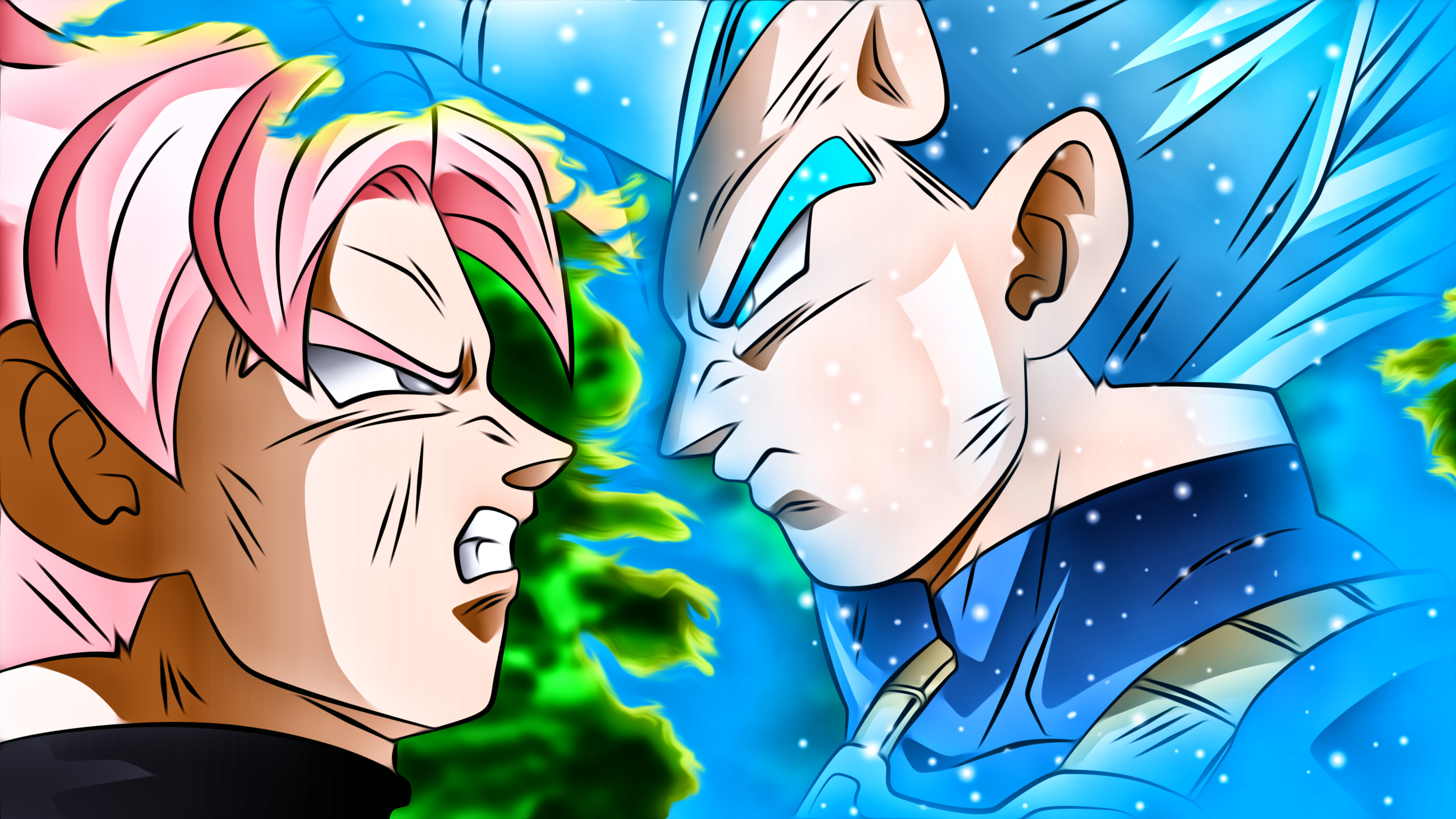 Goku Black, Vegeta, Super Saiyan Rosé, Super Saiyan Blue, Dragon Ball Super, sfondo 2160p