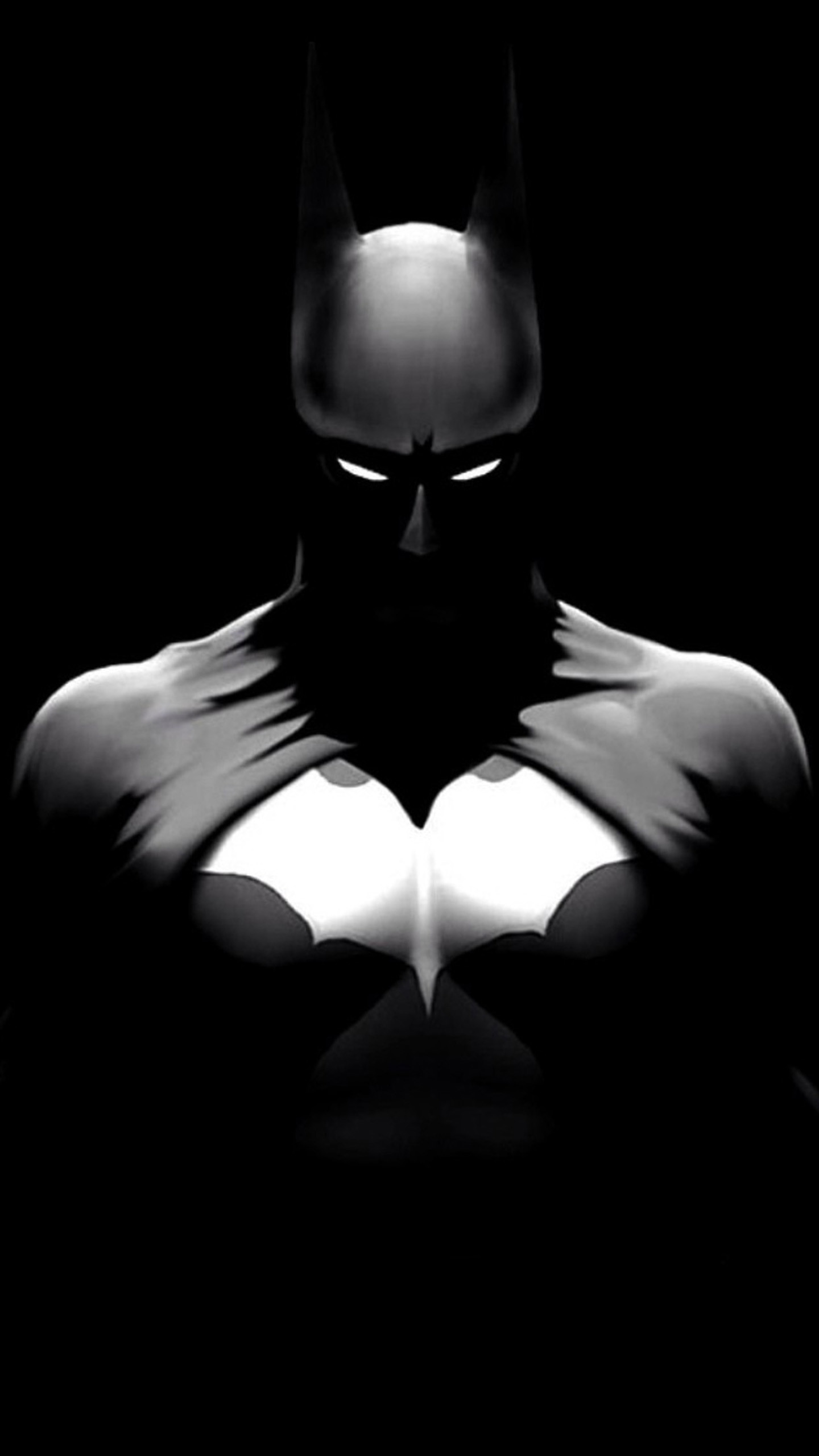 Batman, Minimalista, Sfondo nero, QHD+, schermata di blocco del cellulare