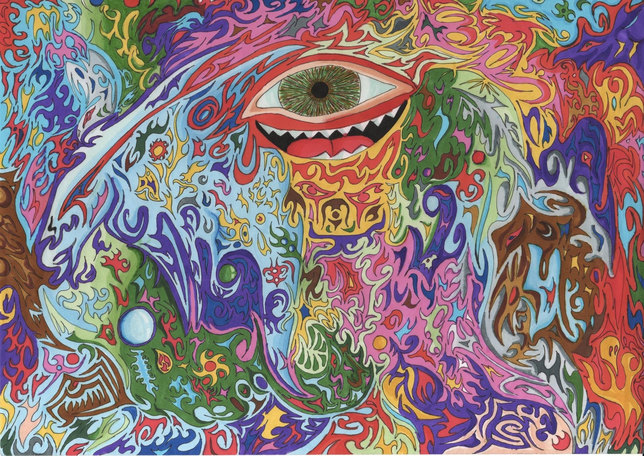 Occhio, Arte psichedelica, Doodle, Motivi, Full HD, sfondo per PC