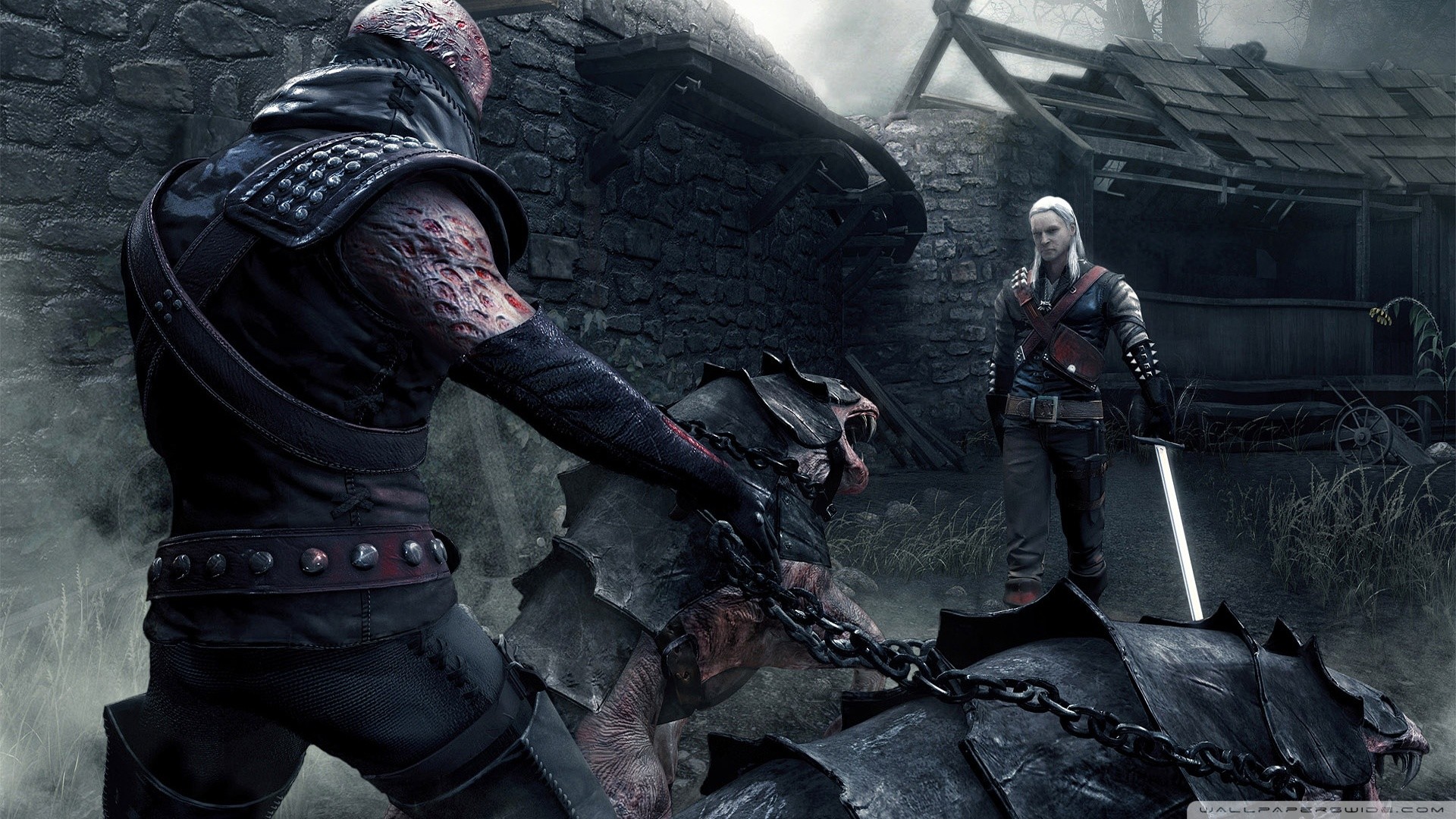 Geralt di Rivia, The Witcher 3: Wild Hunt, Catene, Combattimento, sfondo Windows 11