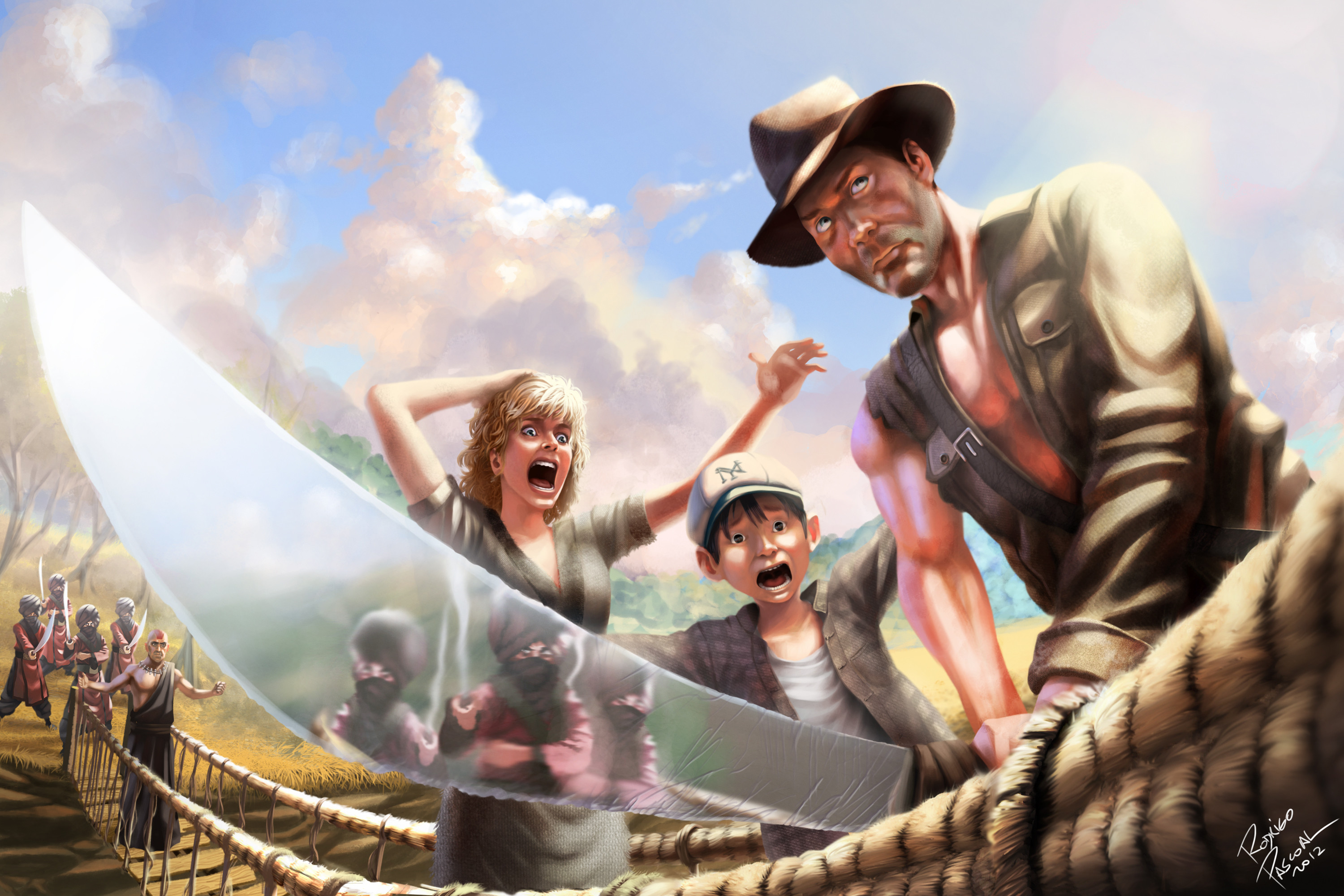 Indiana Jones, Indiana Jones e il tempio maledetto, Ponte di corda, Illustrazione, sfondo per PC