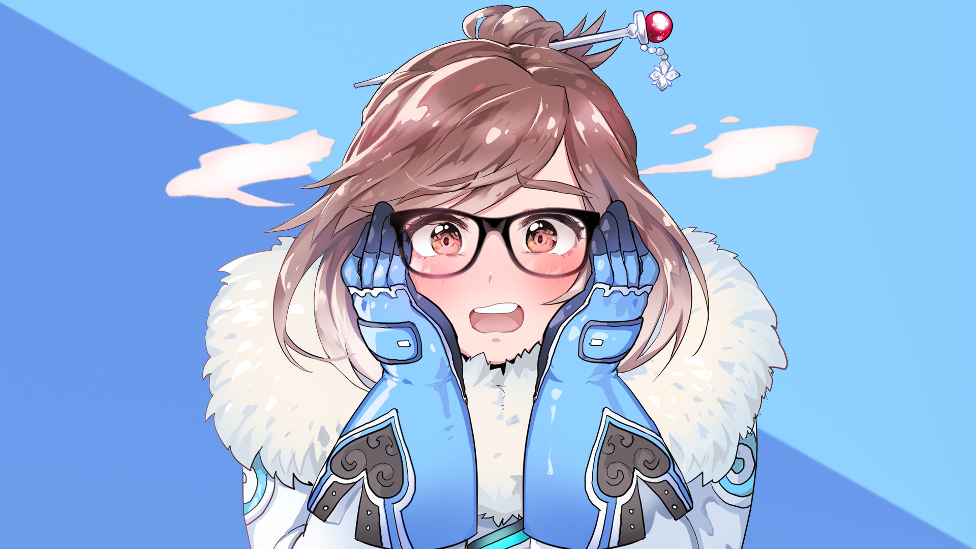 Overwatch, Mei, Occhiali, Stile anime, Full HD, sfondo per PC