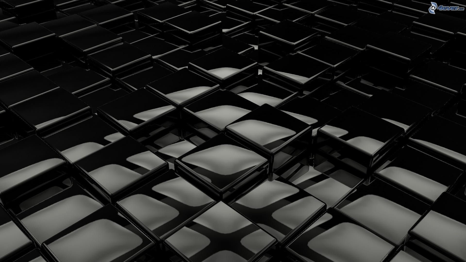 Cubi 3D, Riflessi, Nero, Astratto, 1920x1080, sfondo per PC