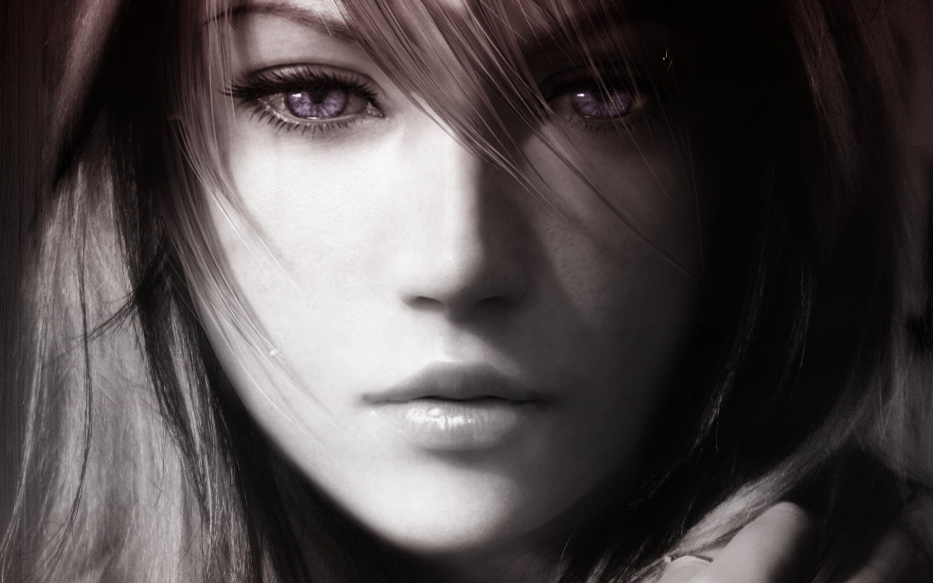 Lightning, Final Fantasy XIII, Primo piano, Bianco e nero, 1920x1200, sfondo per PC