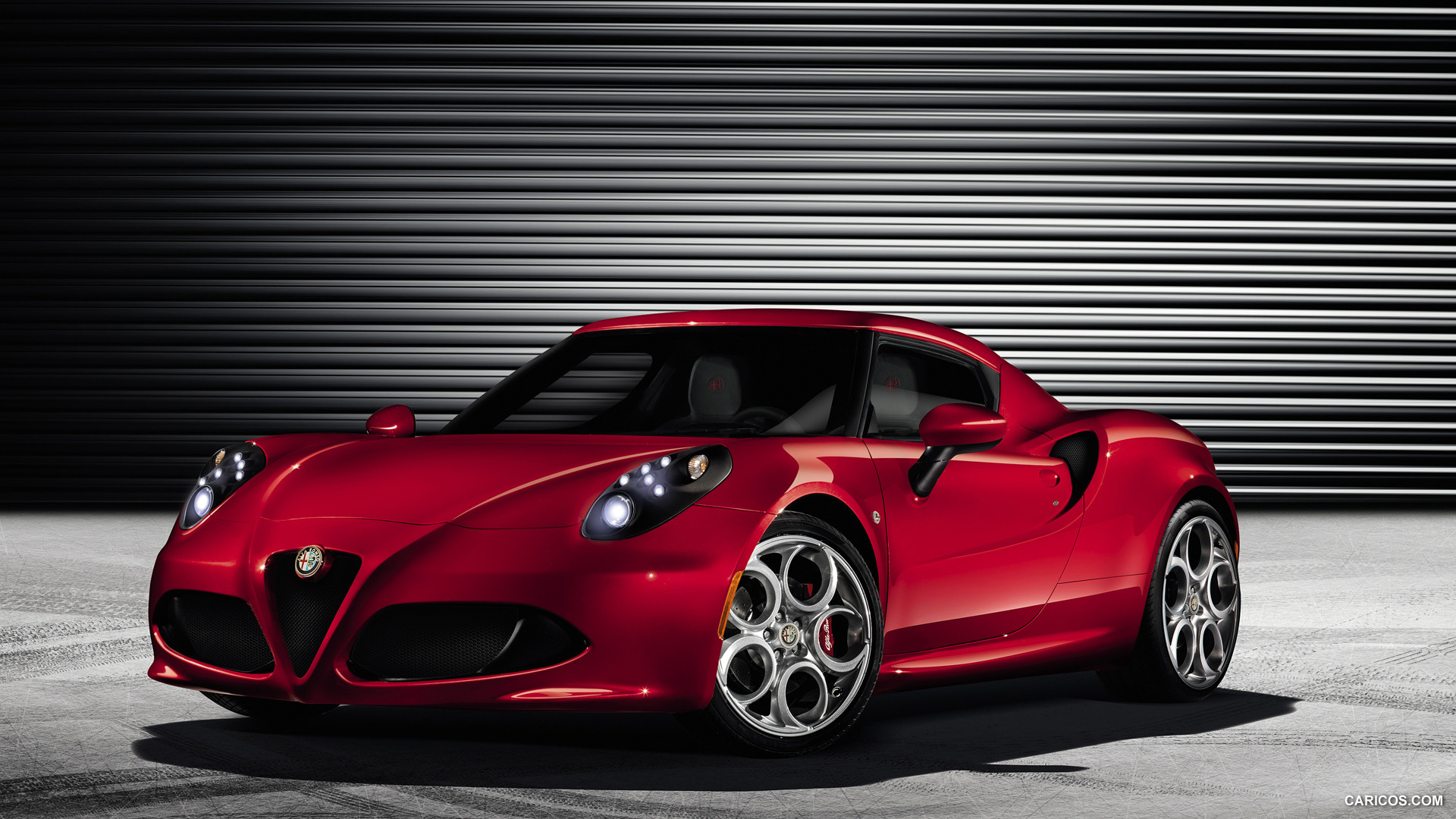 Alfa Romeo 4C, Rosso, Studio, 16:9 Full HD, sfondo widescreen