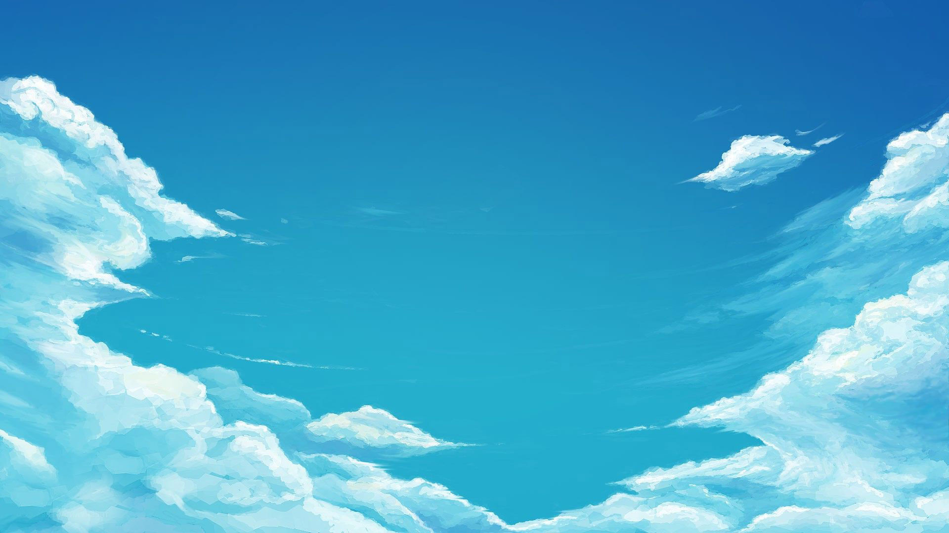 Cielo azzurro, Nuvole, Stile anime, Full HD, sfondo desktop