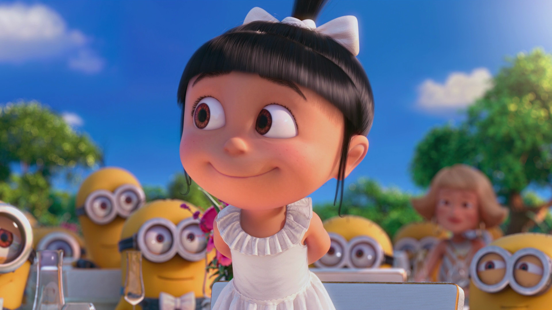 Agnes, Minion, Cattivissimo me 2, Matrimonio, Abito bianco, 1920x1080, immagine di sfondo
