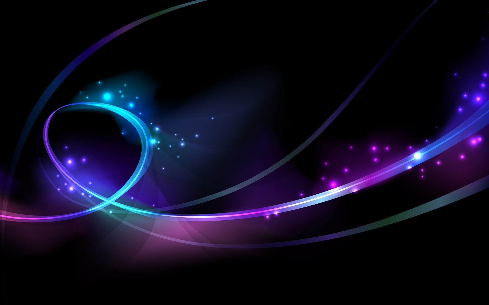 Scie luminose, Viola, Blu, Sfondo nero, Full HD, wallpaper per PC