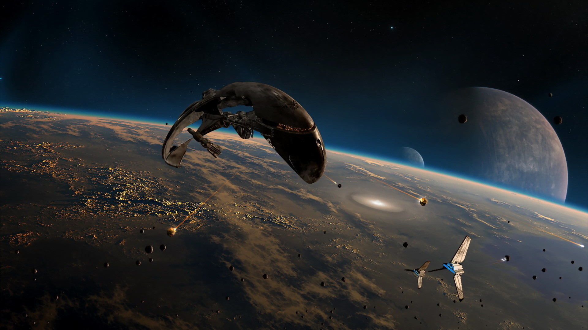 Astronave, Pianeta, Spazio, Star Wars, Full HD, wallpaper per PC