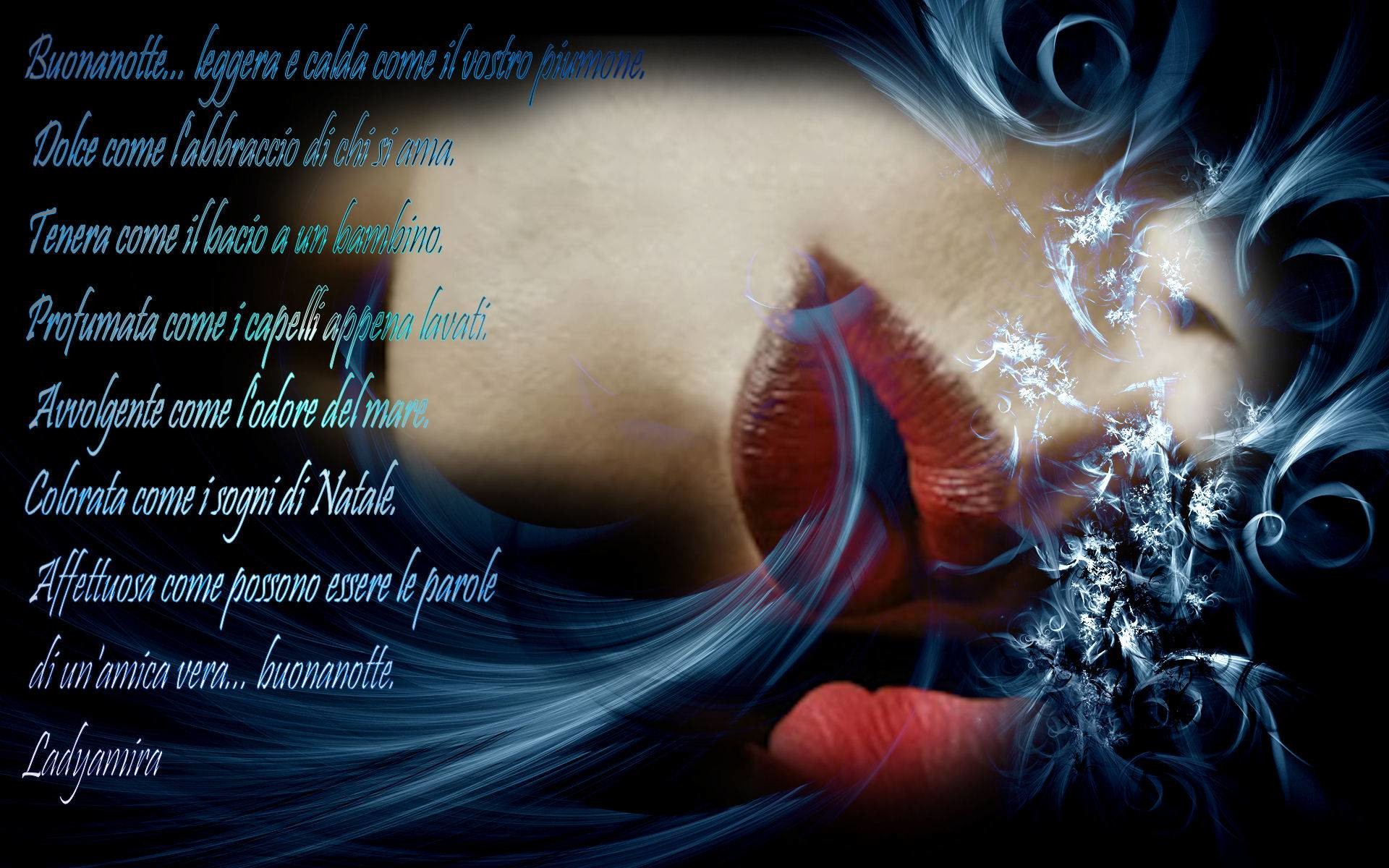Buonanotte, Poesia, Labbra, Blu, 16:10 Full HD, sfondo widescreen
