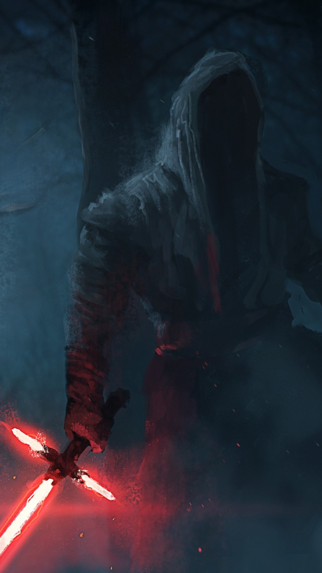 Kylo Ren, Spada laser rossa, Star Wars, Toni scuri, Full HD, sfondo per iPhone e Android