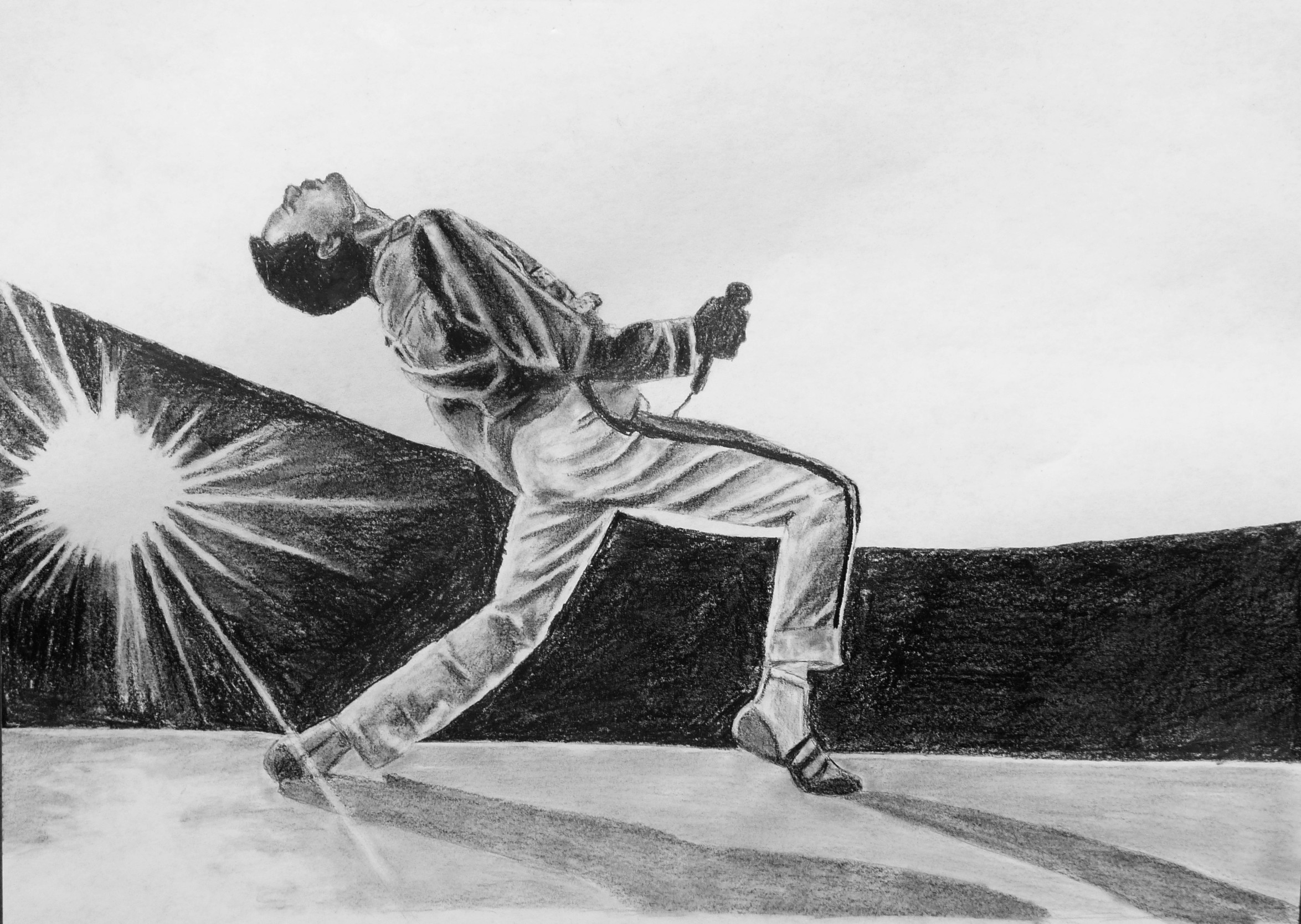 Freddie Mercury, Disegno a matita, Bianco e nero, Concerto, Full HD, sfondo per portatile