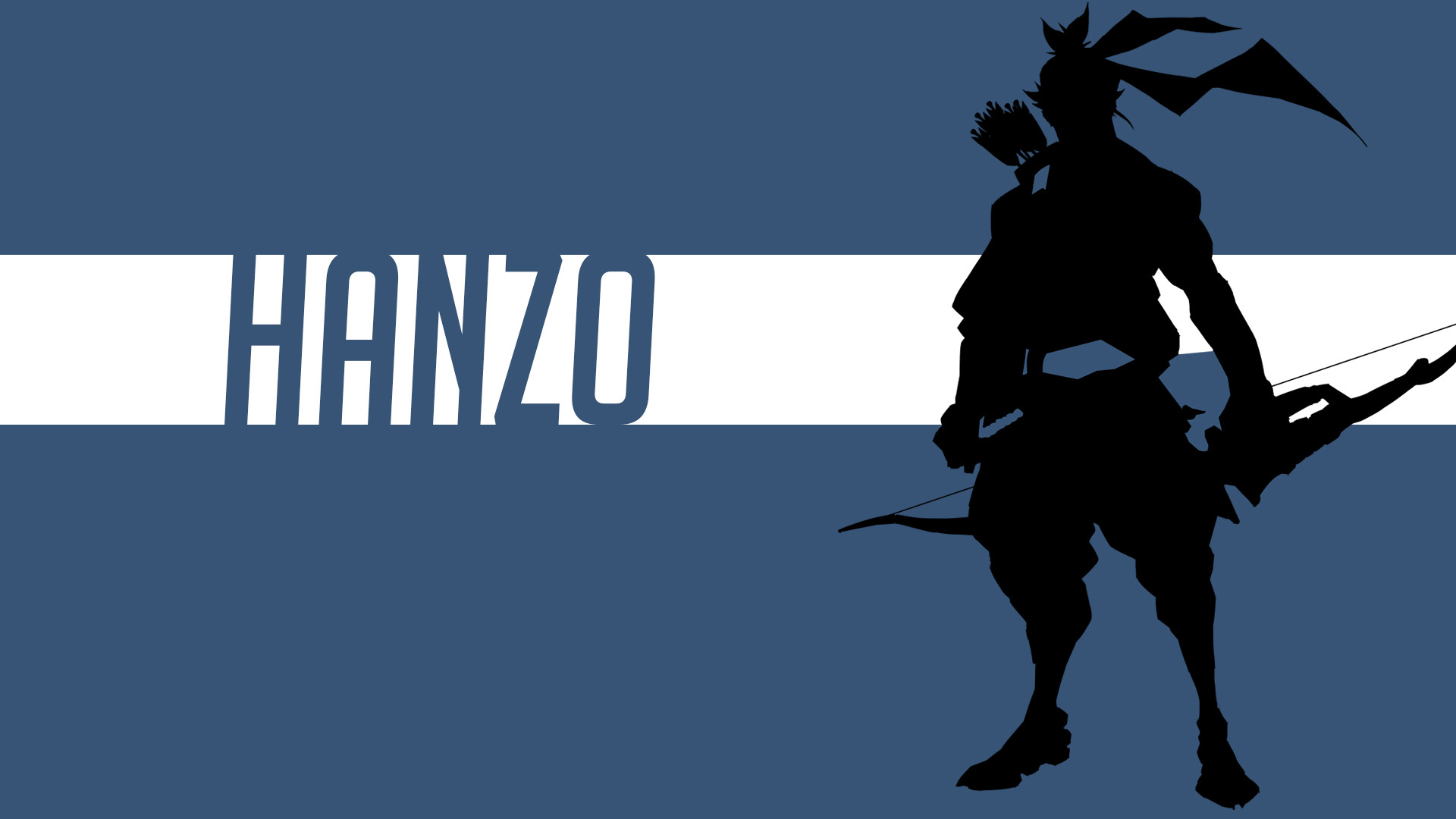 Overwatch, Hanzo, Silhouette, Arco, Sfondo blu, Full HD, wallpaper per computer