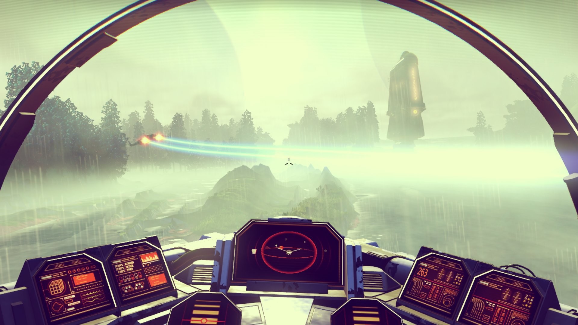 No Man's Sky, Cabina di pilotaggio, Astronave, Nebbia, 1920x1080, sfondo per PC